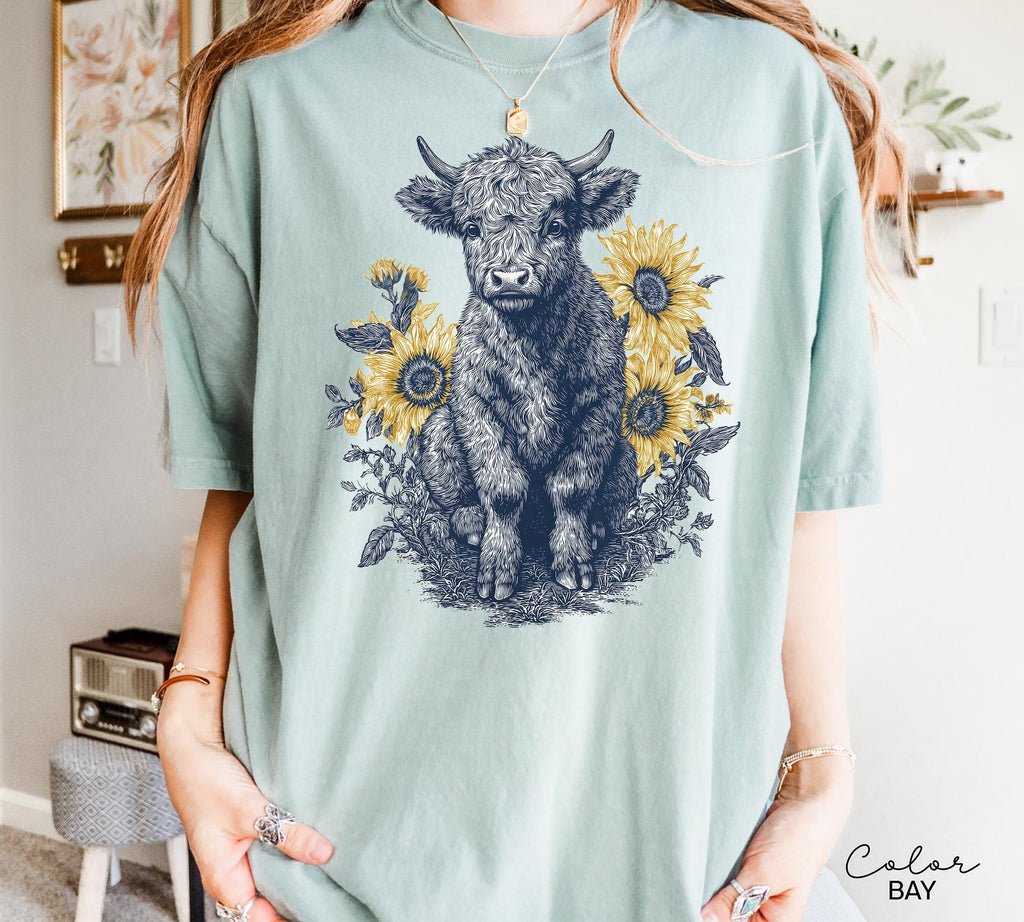 Highland Cow Sweatshirt, Country Farm Crewneck Shirt