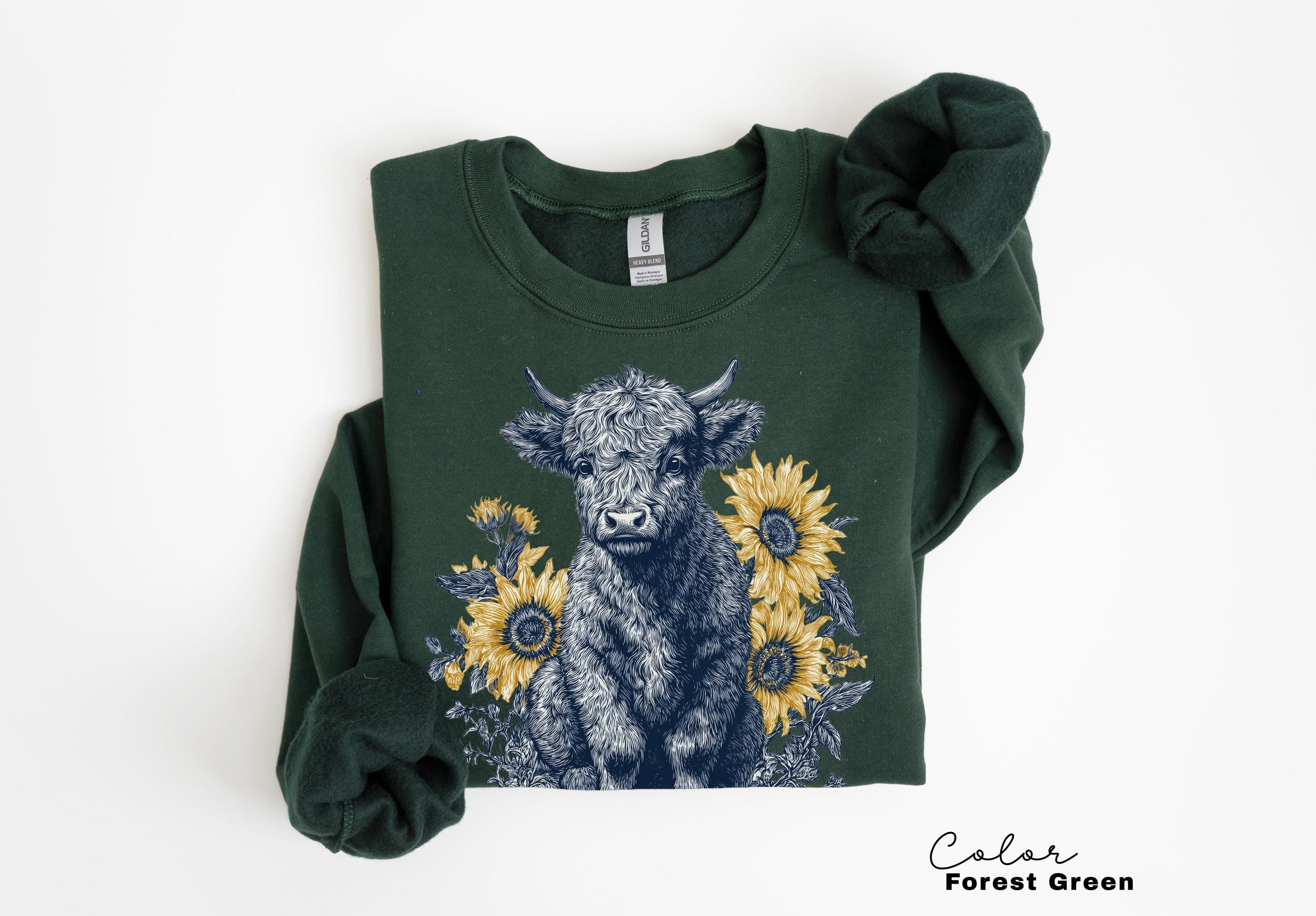 Highland Cow Sweatshirt, Country Farm Crewneck Shirt