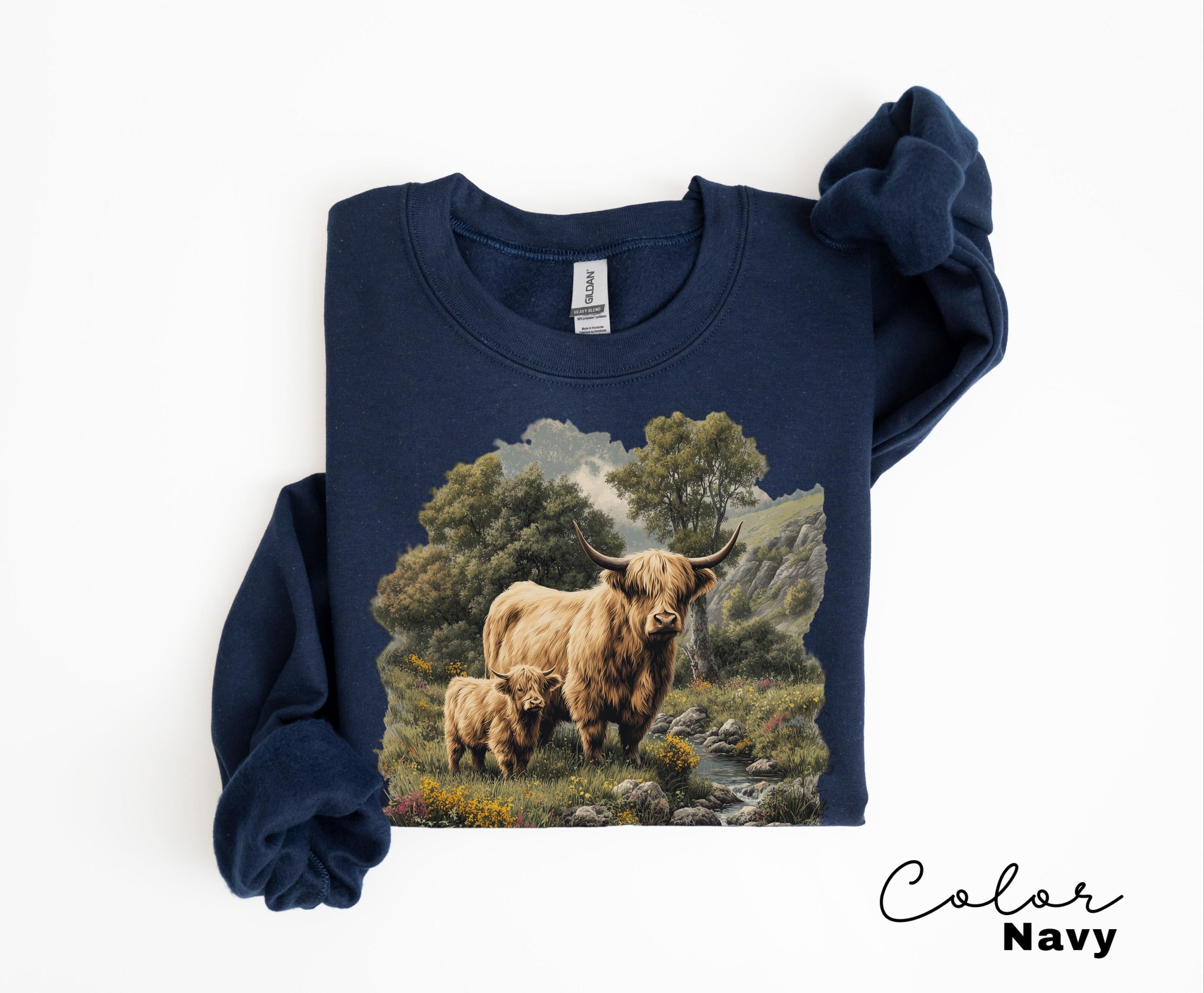 Cows Lover Sunflower Spring T-Shirt with Highland Cow Design