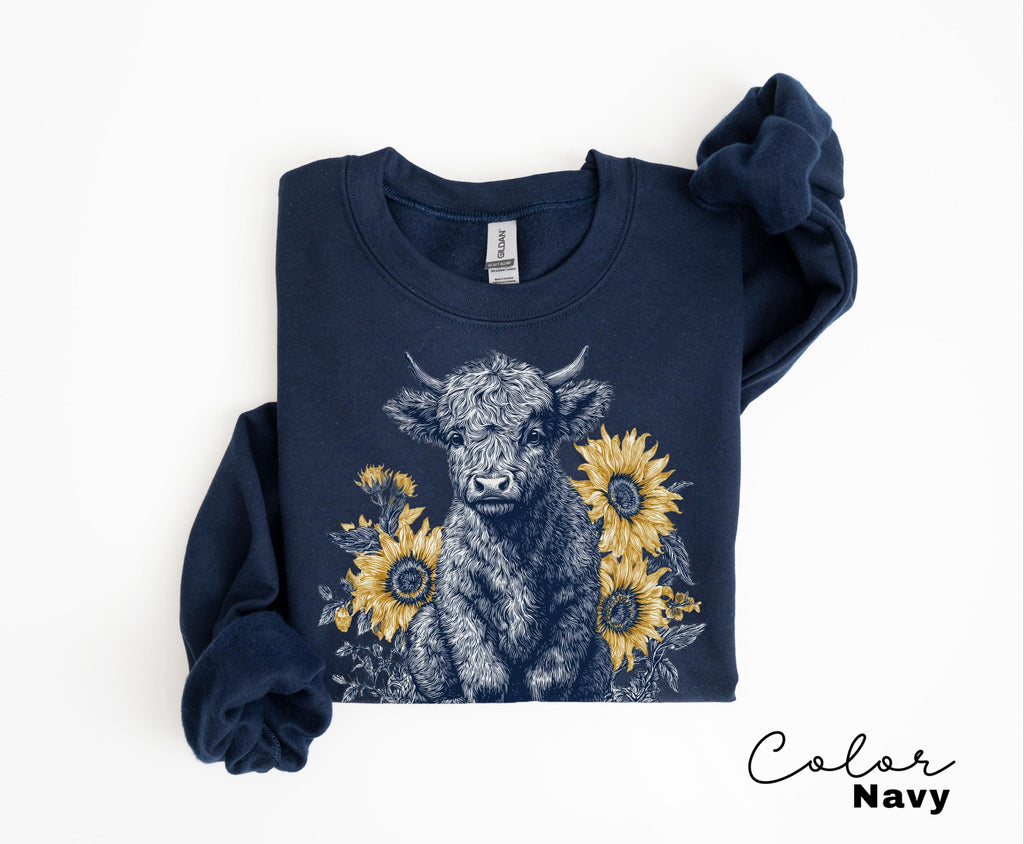 Highland Cow Sweatshirt, Country Farm Crewneck Shirt