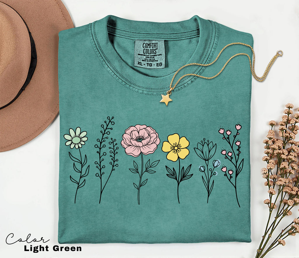 Boho Wildflower Shirt, Vintage Style Botanical Graphic Sweatshirt, Floral Cottagecore Nature Shirt