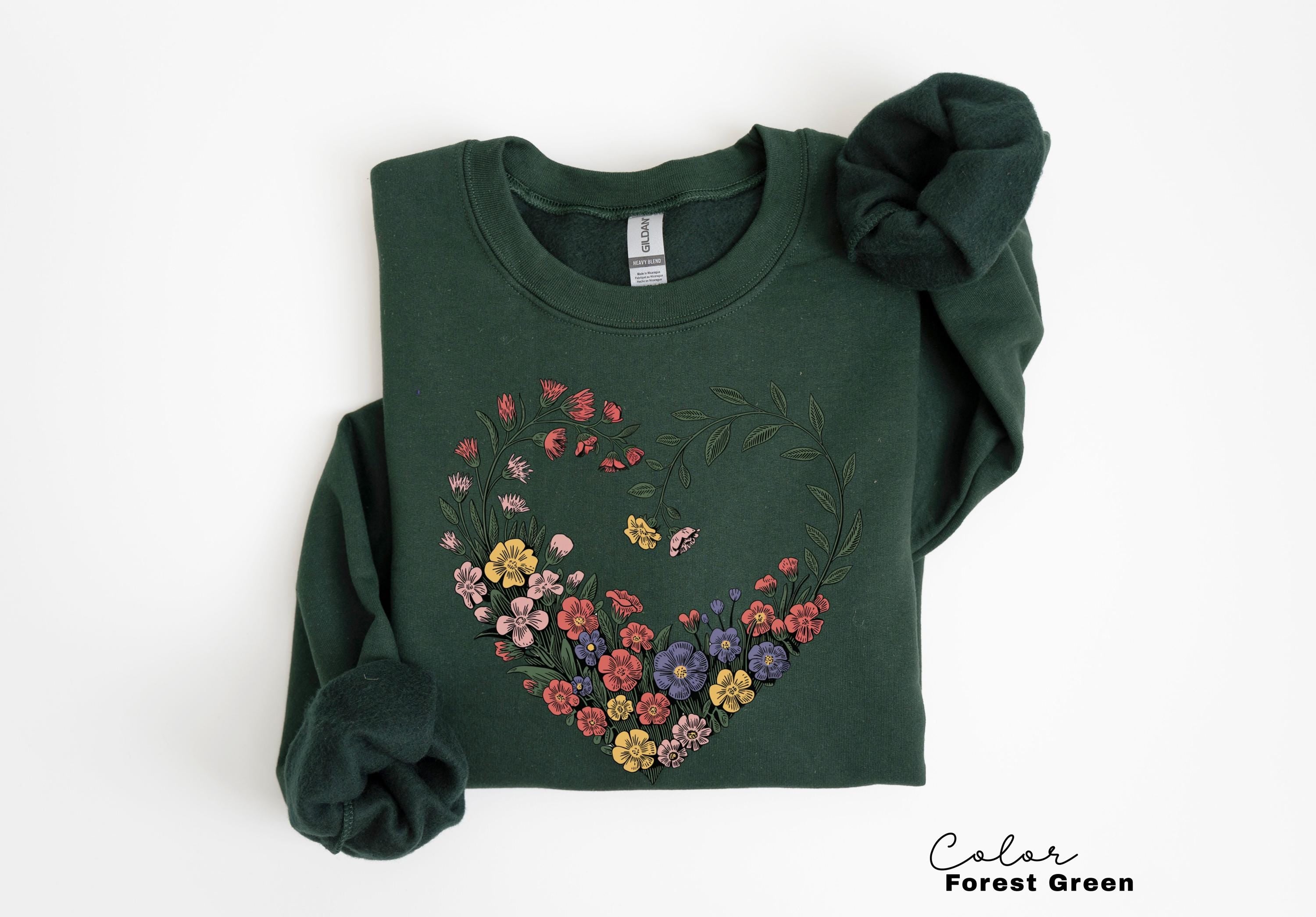 Cottagecore Floral Heart Pressed Flower T-Shirt