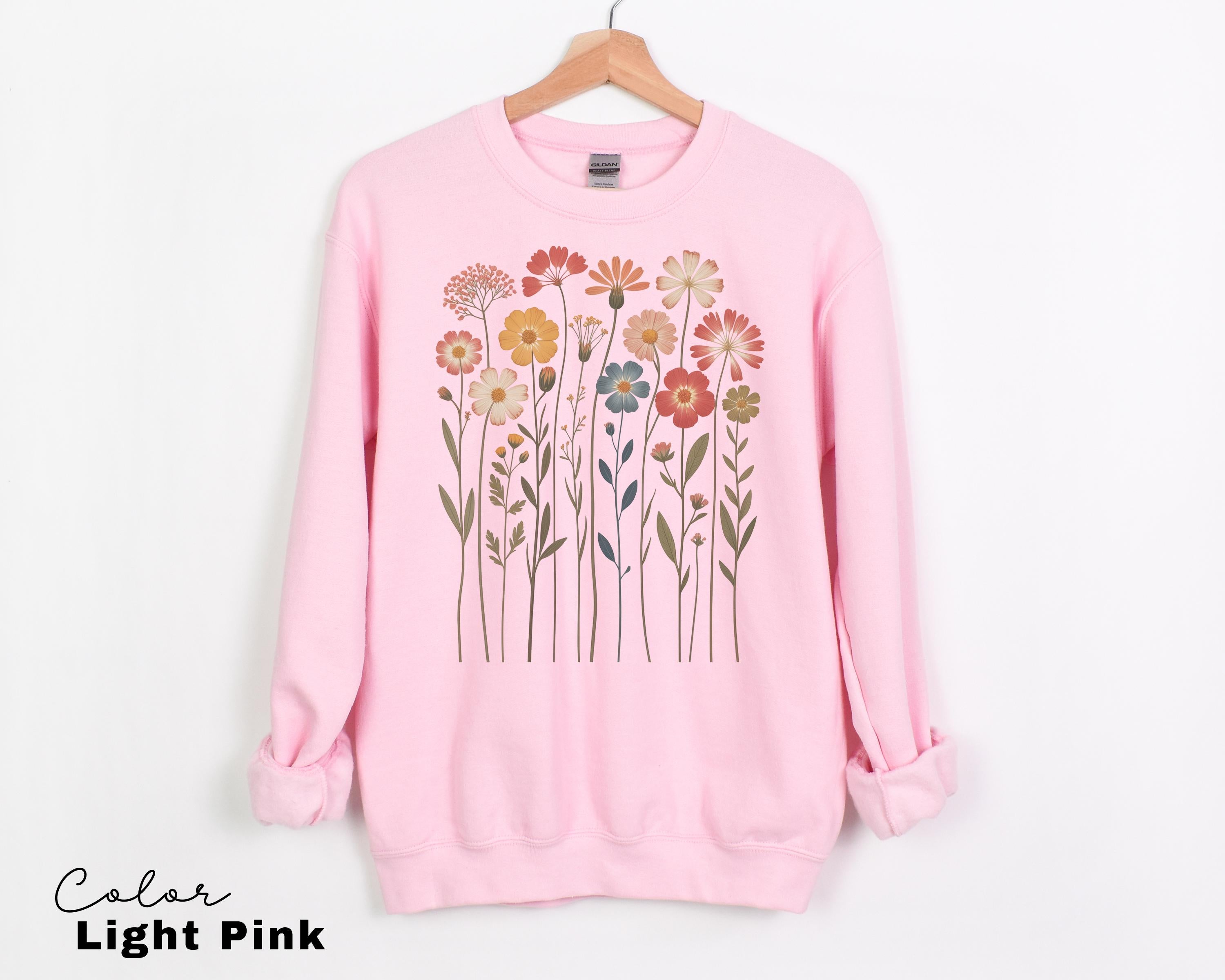 Cottagecore Floral Heart Pressed Flower Sweatshirt