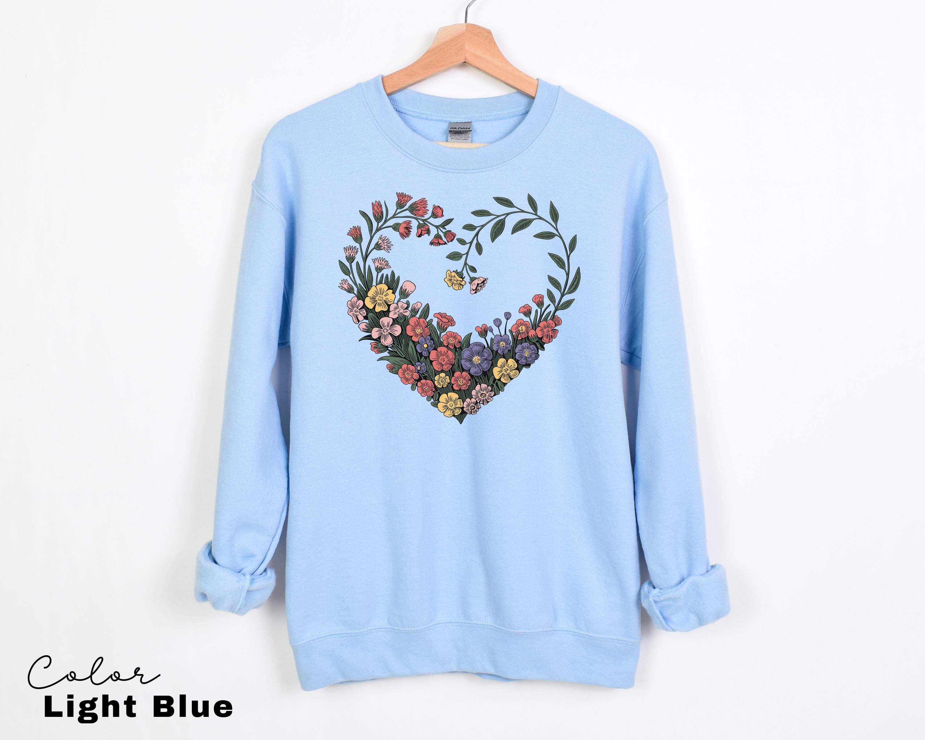 Cottagecore Floral Heart Shirt, Pressed Flower Tee, Boho Botanical Wildflower Shirt, Gift for Her