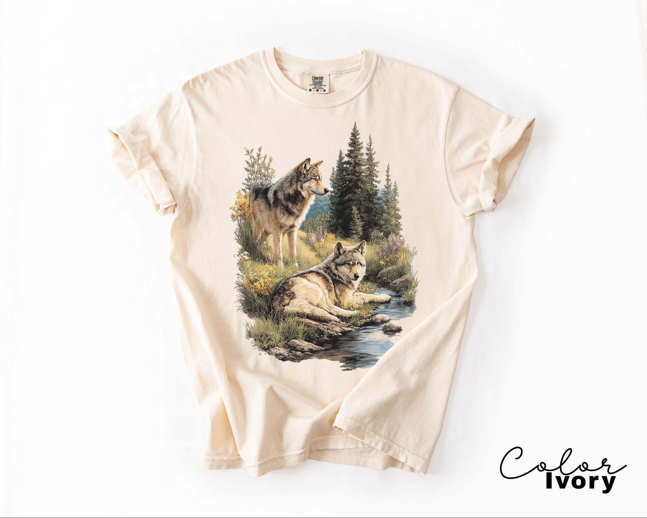 Retro Wolf 90s Sweatshirt , Nature Vintage Wildlife Forest Crewneck, Boho Unisex Cabincore Crewneck Cozy Season Rustic Wolves, Nostalgia