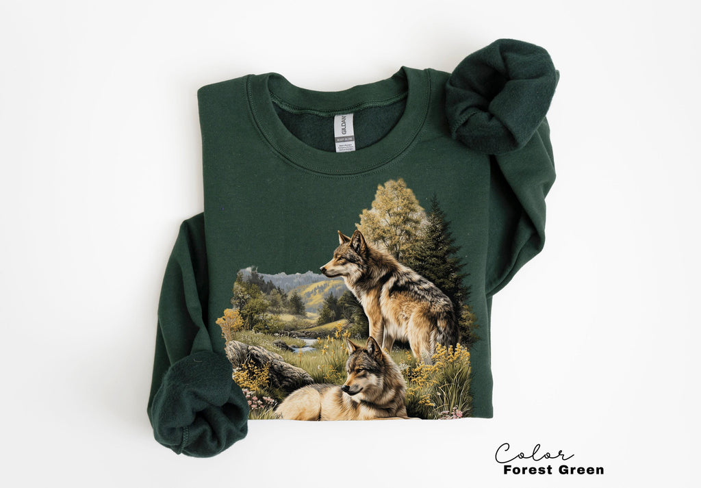 Retro Wolf 90s Spring T-Shirt, Vintage Nature Wildlife Crewneck