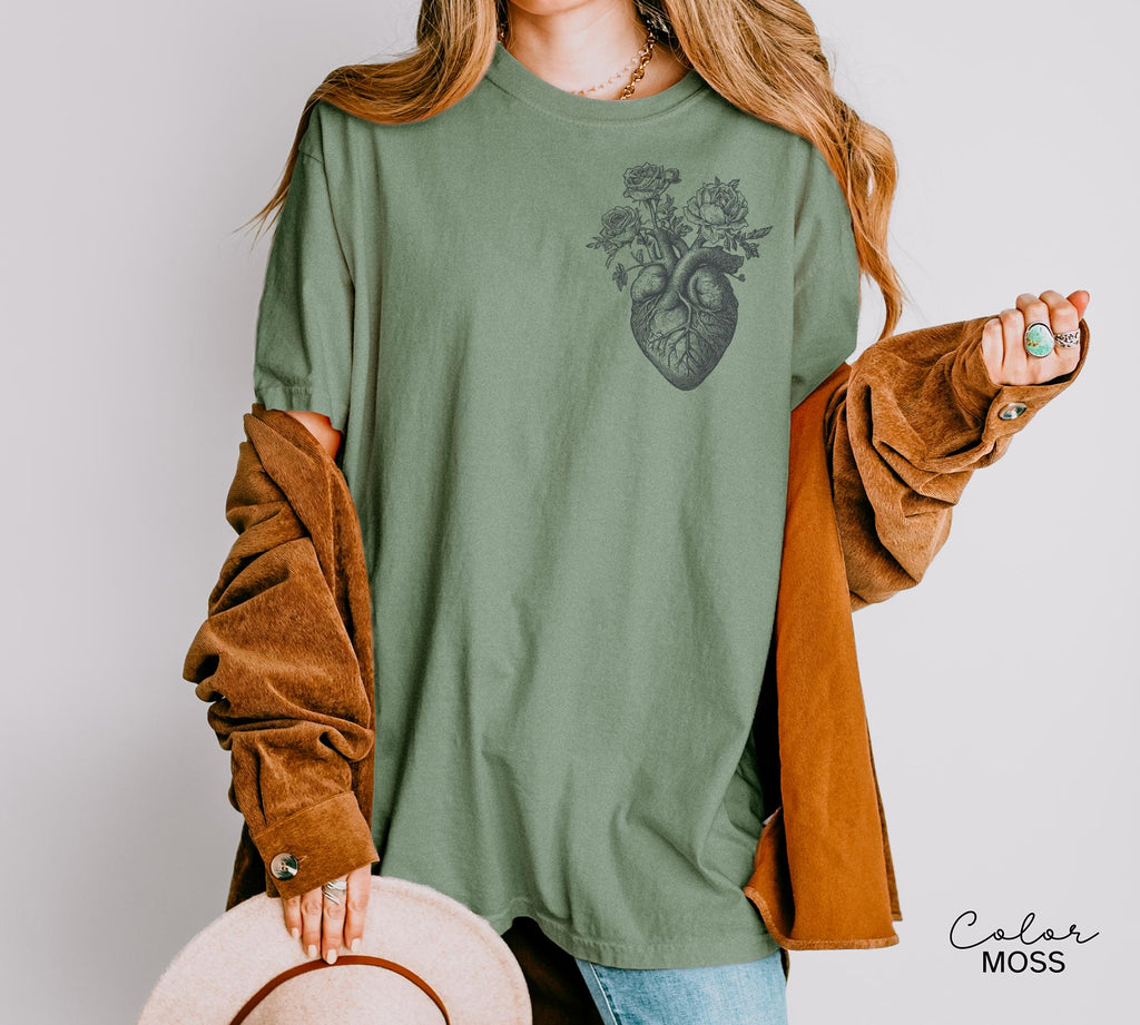 Floral Heart Cardiac Nurse Gift T-Shirt or Sweatshirt