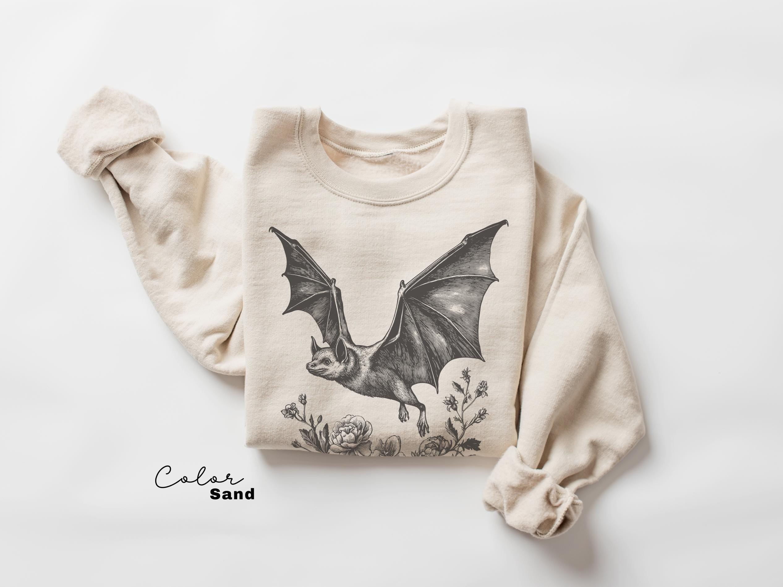 Vintage Style Bat T-Shirt, Gothic Cottagecore Graphic Tee, Bats 90s T Shirt, Cottagecore Floral Sweatshirt,