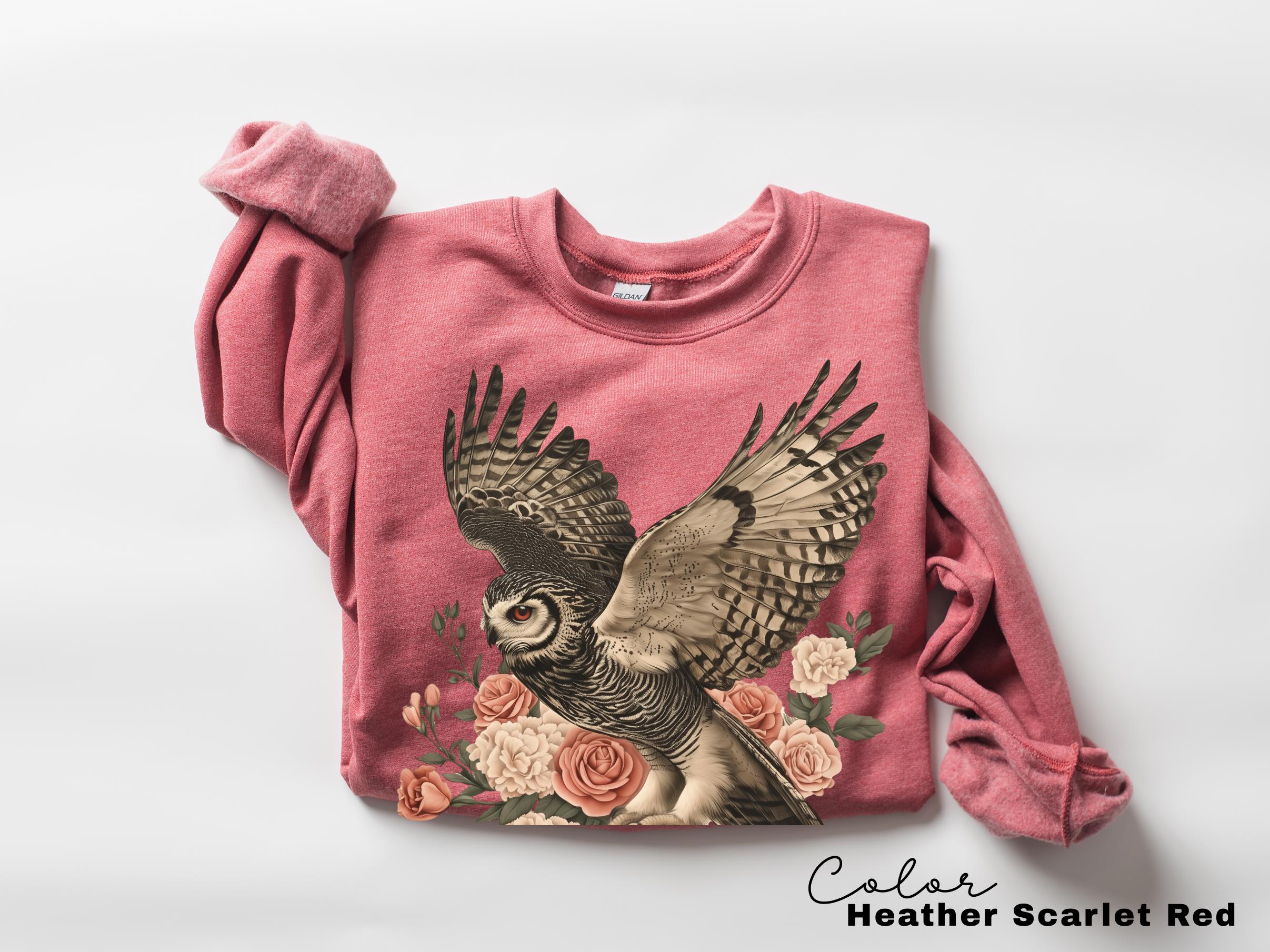 Vintage Style Owl Sweatshirt, Cottagecore Floral Shirt