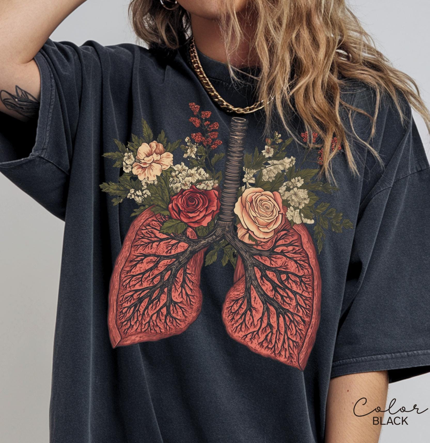 Nurse Flower Shirt, Floral Lungs Shirt, Cardiac Nurse Gift, RN Shirt, Nursing School Grad
