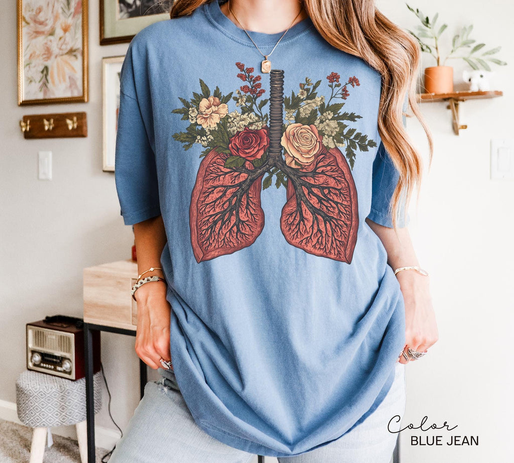 Nurse Flower Shirt, Floral Lungs Shirt, Cardiac Nurse Gift, RN Shirt, Nursing School Grad