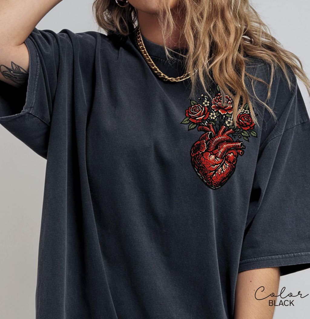 Anatomical Floral Heart Shirt, Cardiac Nurse Gift, RN Shirt, Nursing School Grad