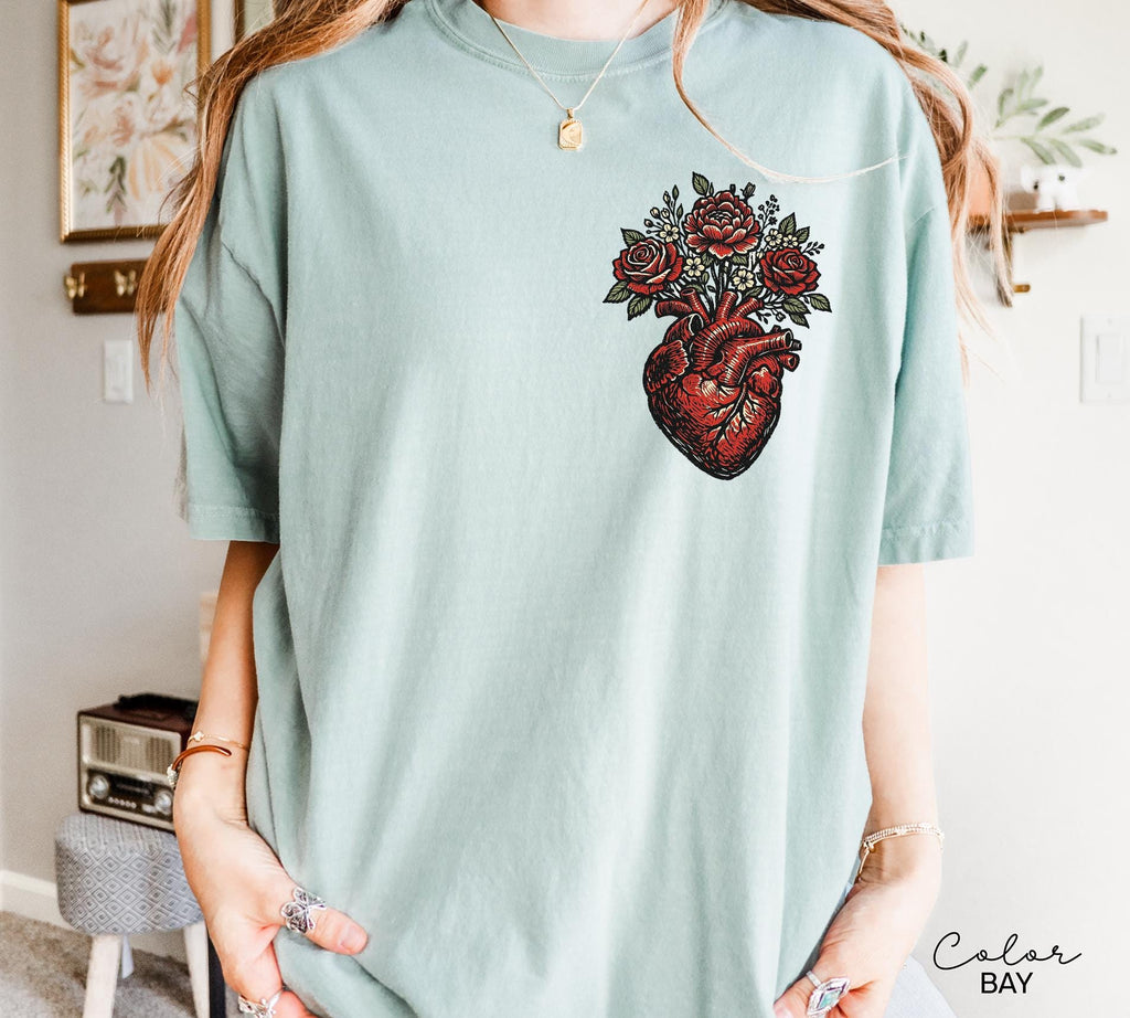 Anatomical Floral Heart Shirt, Cardiac Nurse Gift, RN Shirt, Nursing School Grad