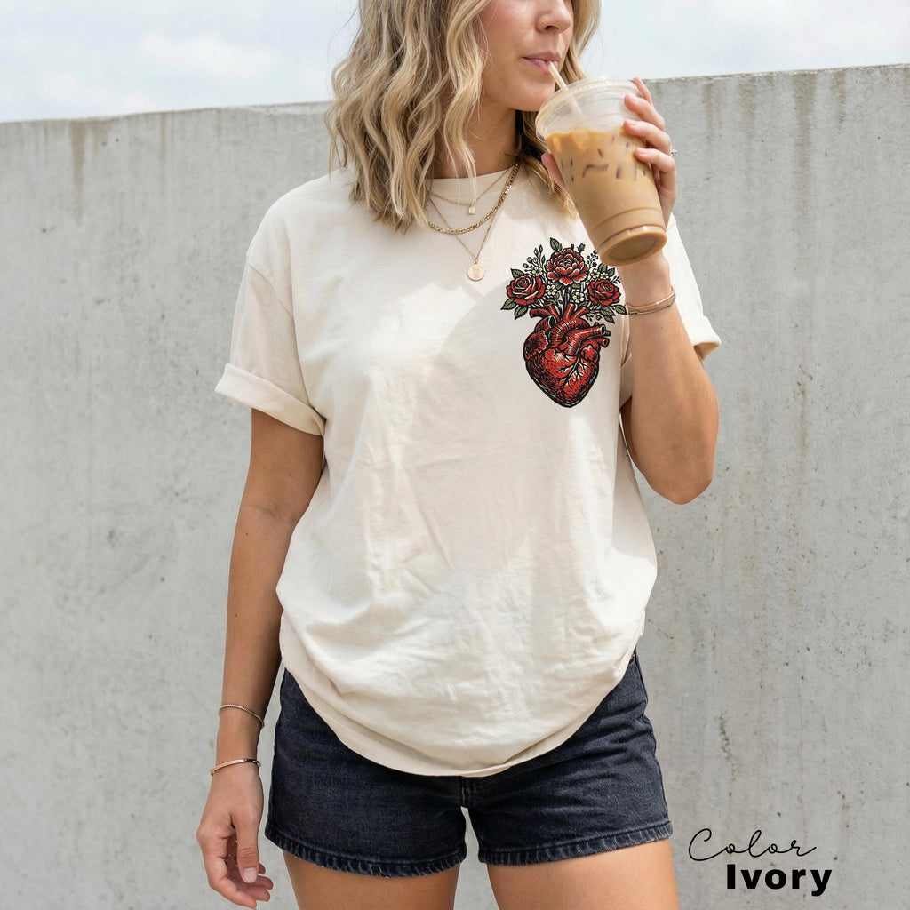Anatomical Floral Heart Shirt, Cardiac Nurse Gift, RN Shirt, Nursing School Grad