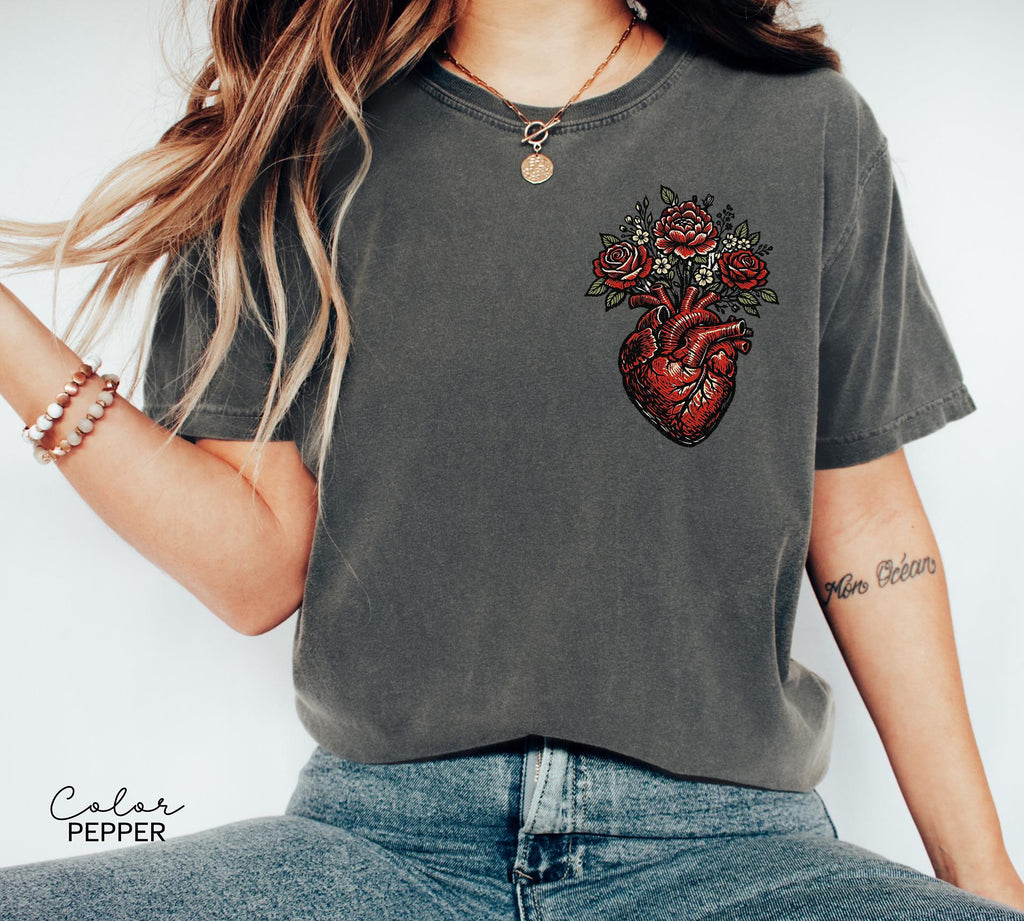 Anatomical Floral Heart Shirt, Cardiac Nurse Gift, RN Shirt, Nursing School Grad