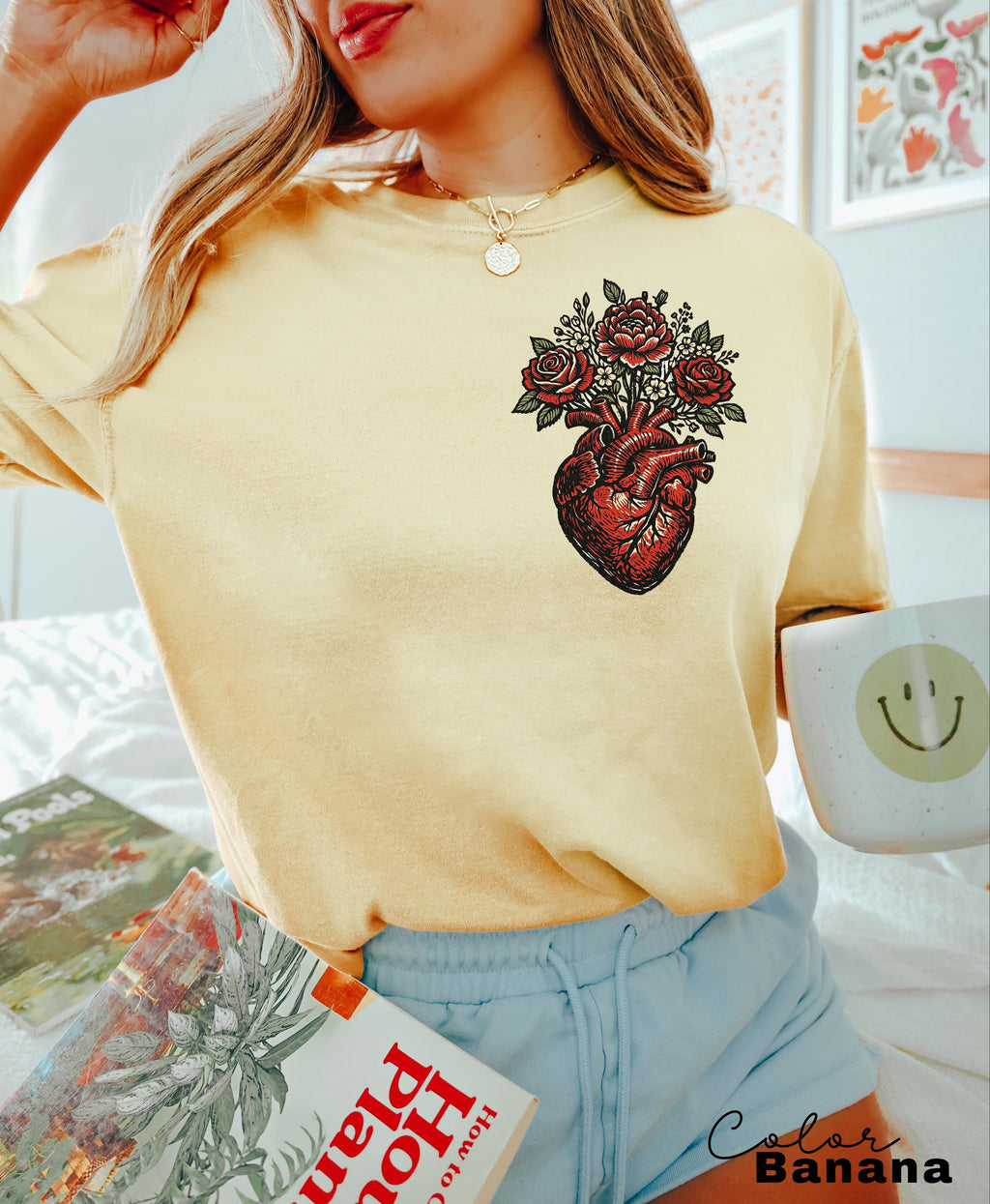 Anatomical Floral Heart Shirt, Cardiac Nurse Gift Tee