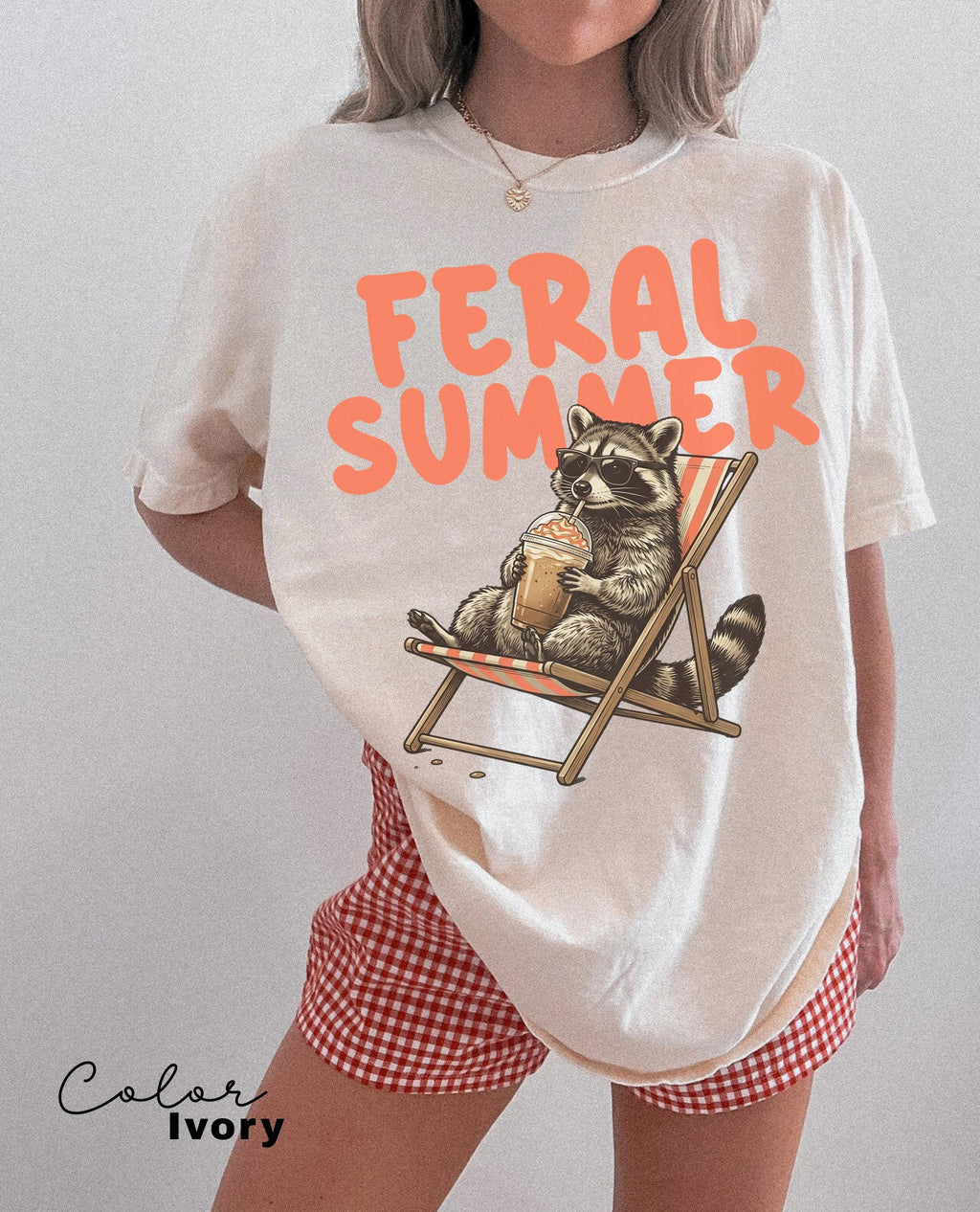 Comfort Colors Raccoon Drinking Iced Coffee Shirt, Feral Summer Shirt, Funny Animal Meme, Coffee Racoon