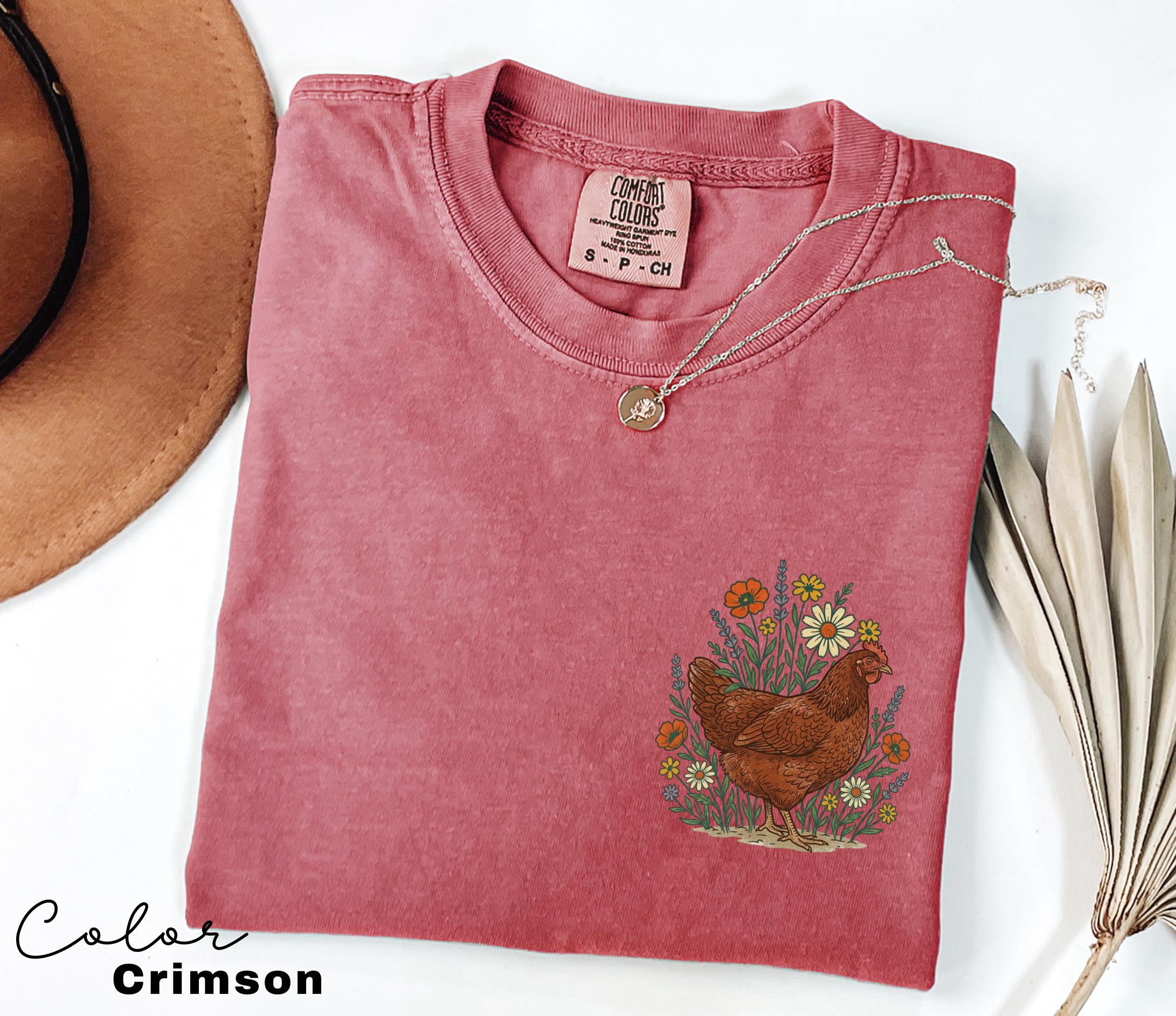 Chicken Flower Shirt, Retro Western Graphic Tee, Comfort Colors Country Girl T-Shirt, Rodeo Outfit, Gift for Her, Country Farm
