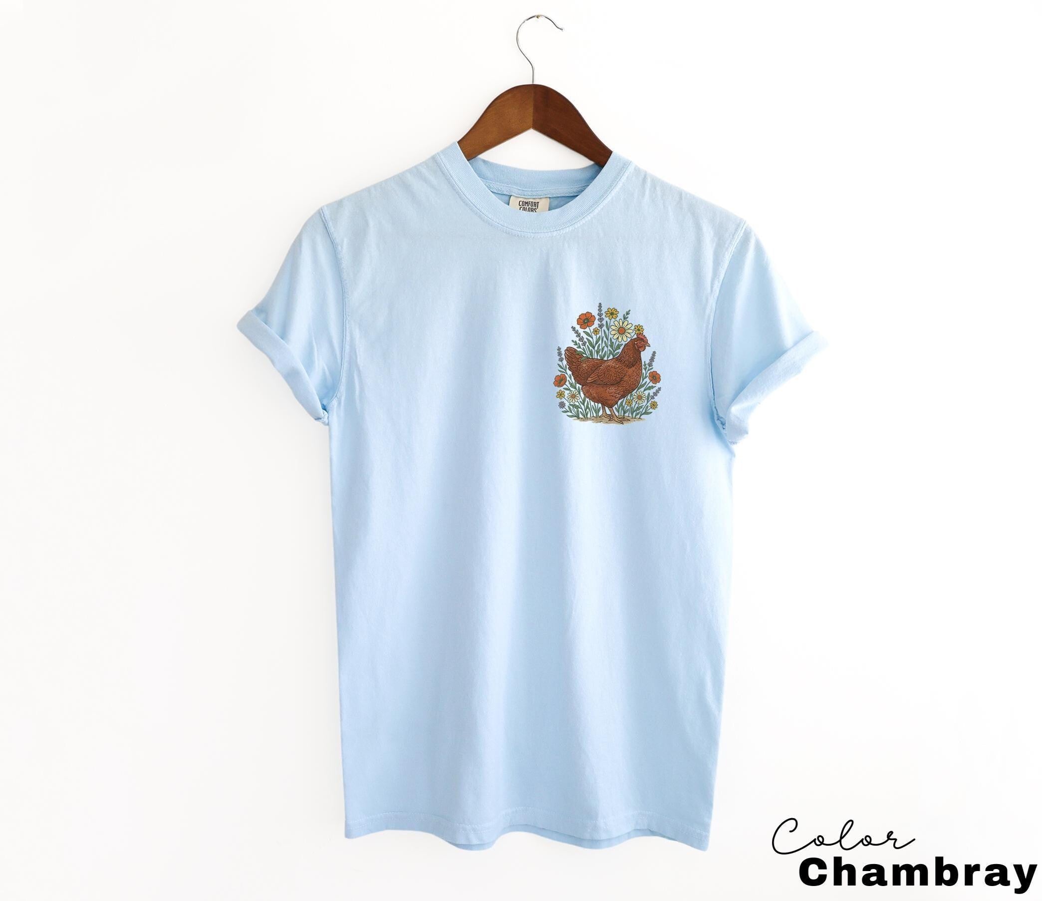 Chicken Flower Shirt, Retro Western Graphic Tee, Comfort Colors Country Girl T-Shirt, Rodeo Outfit, Gift for Her, Country Farm