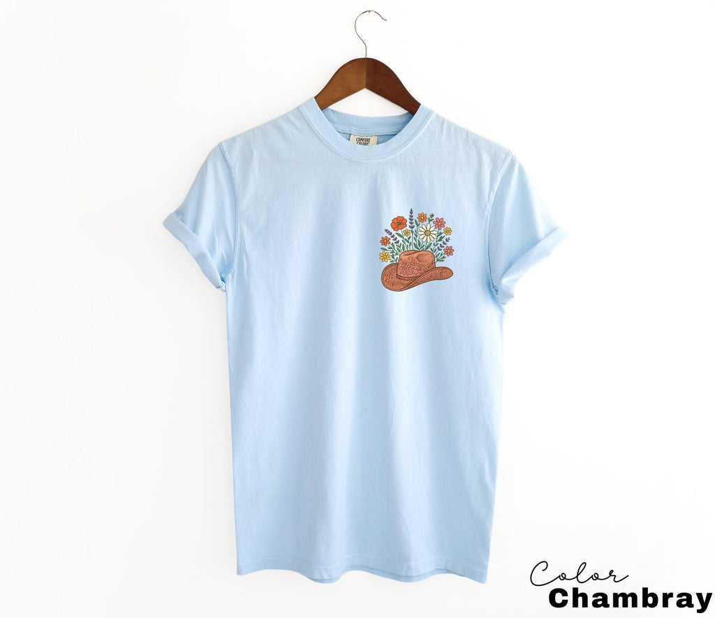Cowgirl Wildflowers Shirt, Retro Western Graphic Tee, Comfort Colors Country Girl T-Shirt, Rodeo Outfit, Gift for Her, Country Farm