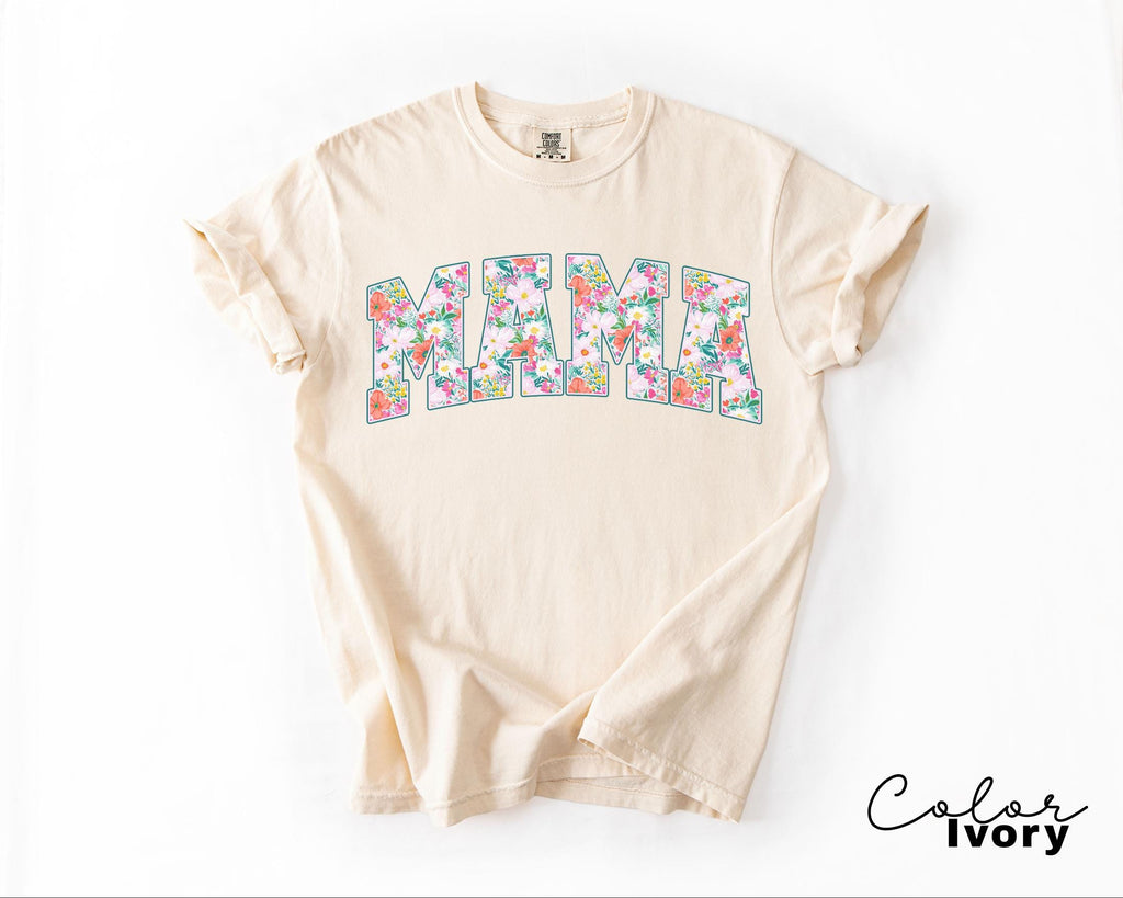 Mama Floral Flower Shirt, Floral Mom Spring Tee, Trendy Mom Sweatshirt, Women's Flower Mama Shirt, Spring Pregnancy Reveal Gift for New Mom