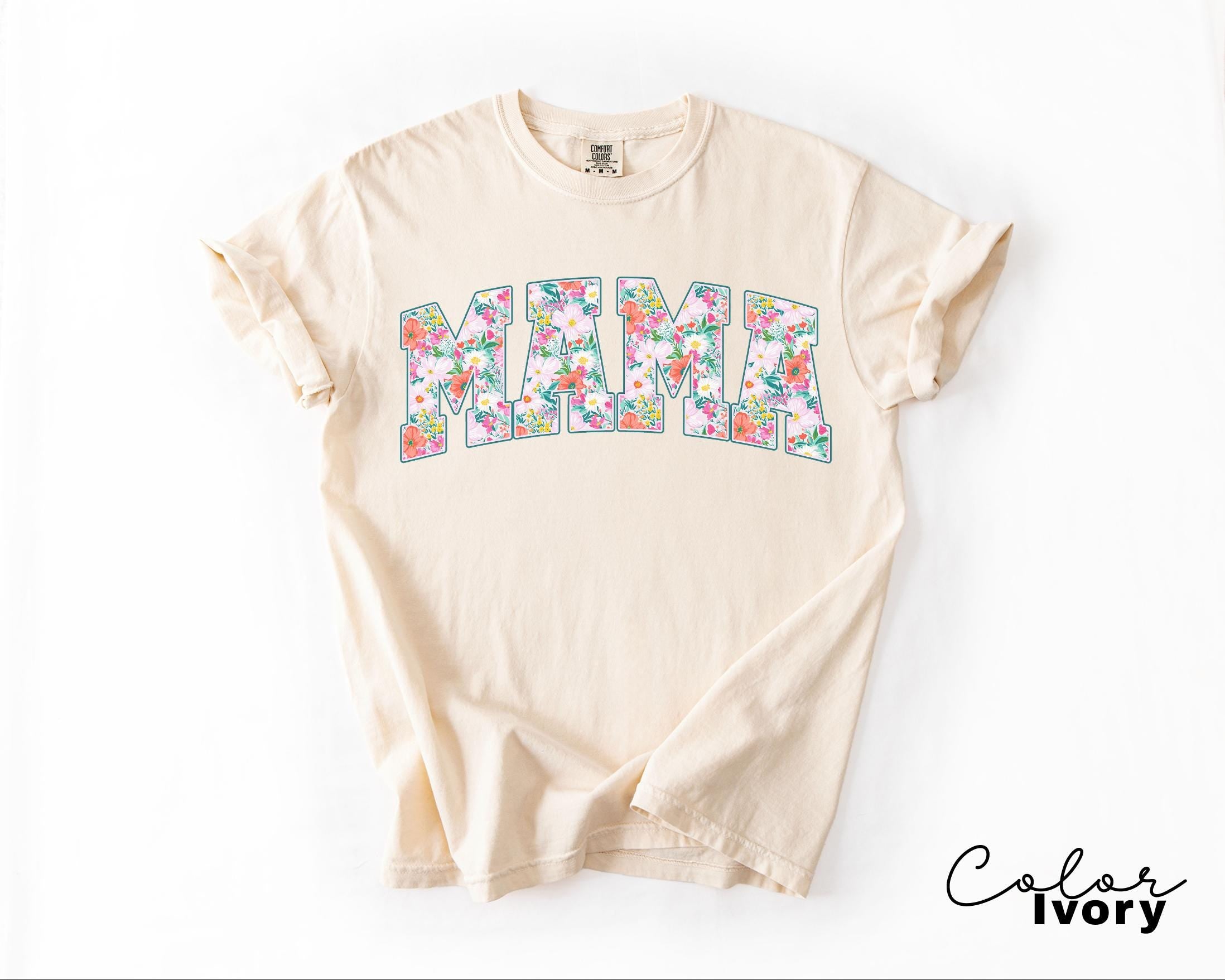 Mama Floral Flower Shirt, Floral Mom Spring Tee, Trendy Mom Sweatshirt, Women's Flower Mama Shirt, Spring Pregnancy Reveal Gift for New Mom