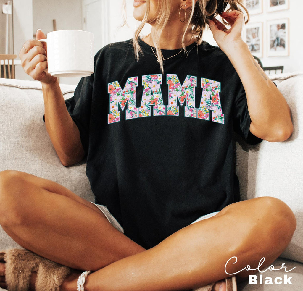 Mama Floral Flower Shirt, Floral Mom Spring Tee, Trendy Mom Sweatshirt, Women's Flower Mama Shirt, Spring Pregnancy Reveal Gift for New Mom