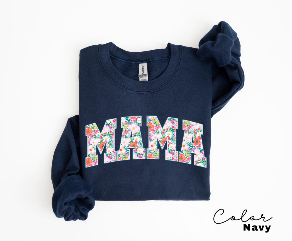 Mama Floral Flower Shirt, Floral Mom Spring Tee, Trendy Mom Sweatshirt, Women's Flower Mama Shirt, Spring Pregnancy Reveal Gift for New Mom