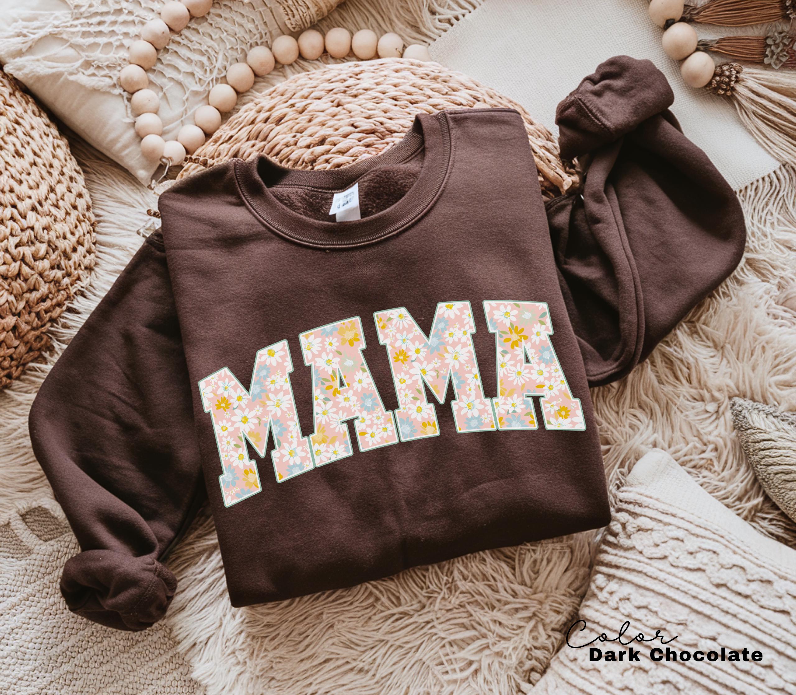 Mama Floral Flower Sweatshirt, Floral Mom Spring, Trendy Mom Sweatshirt, Women's Flower Mama, Spring Pregnancy Reveal Gift for New Mom