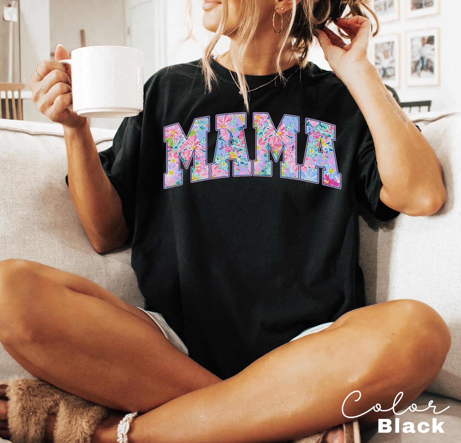 Mama Floral Flower Sweatshirt, Floral Mom Spring, Trendy Mom Sweatshirt, Women's Flower Mama, Spring Pregnancy Reveal Gift for New Mom
