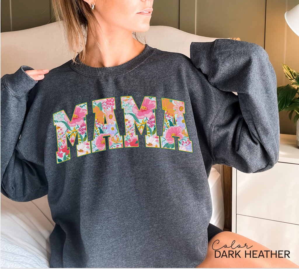 Mama Floral Flower Sweatshirt, Floral Mom Spring Crewneck