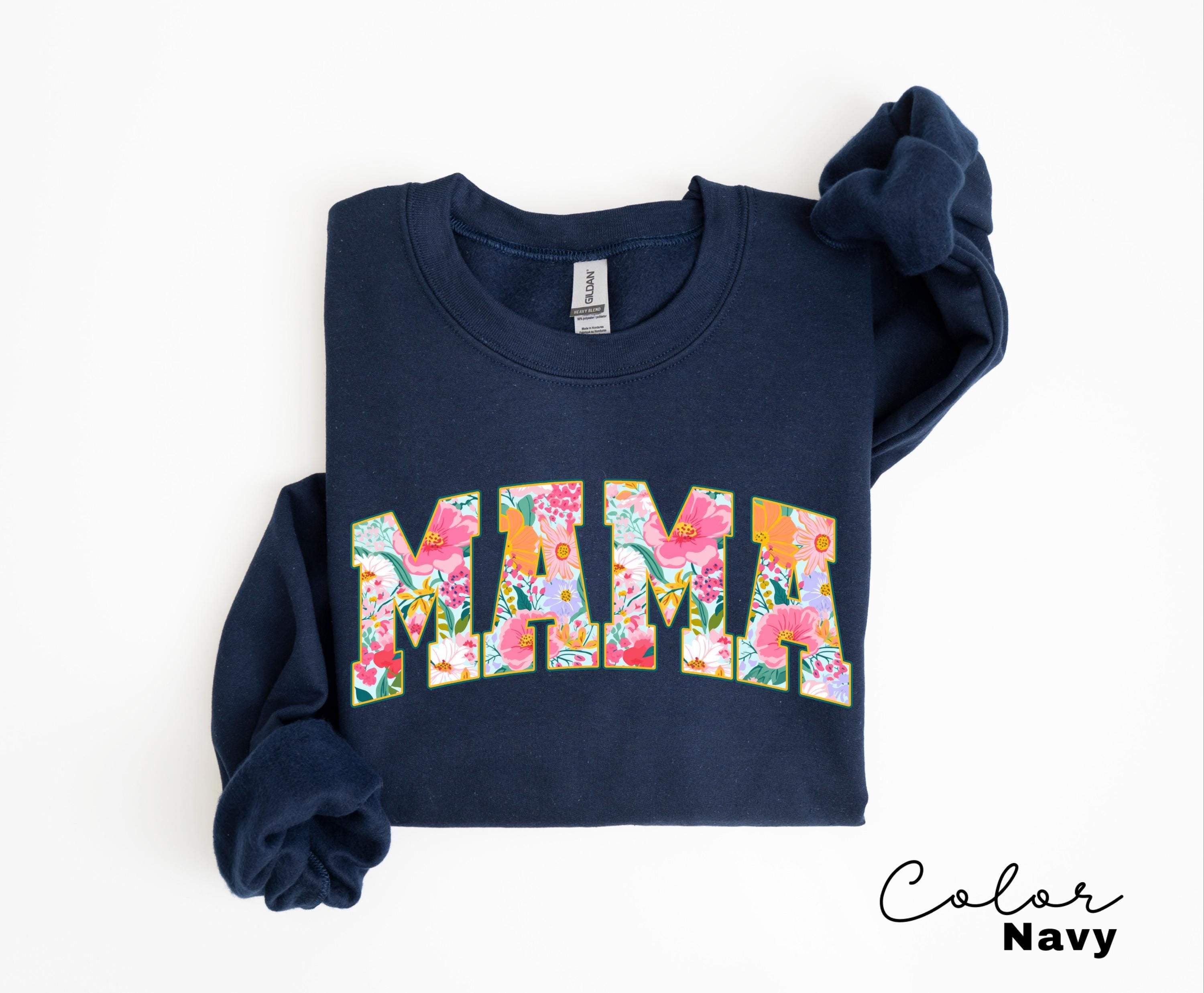 Mama Floral Flower Sweatshirt, Floral Mom Spring, Trendy Mom Sweatshirt, Women's Flower Mama, Spring Pregnancy Reveal Gift for New Mom