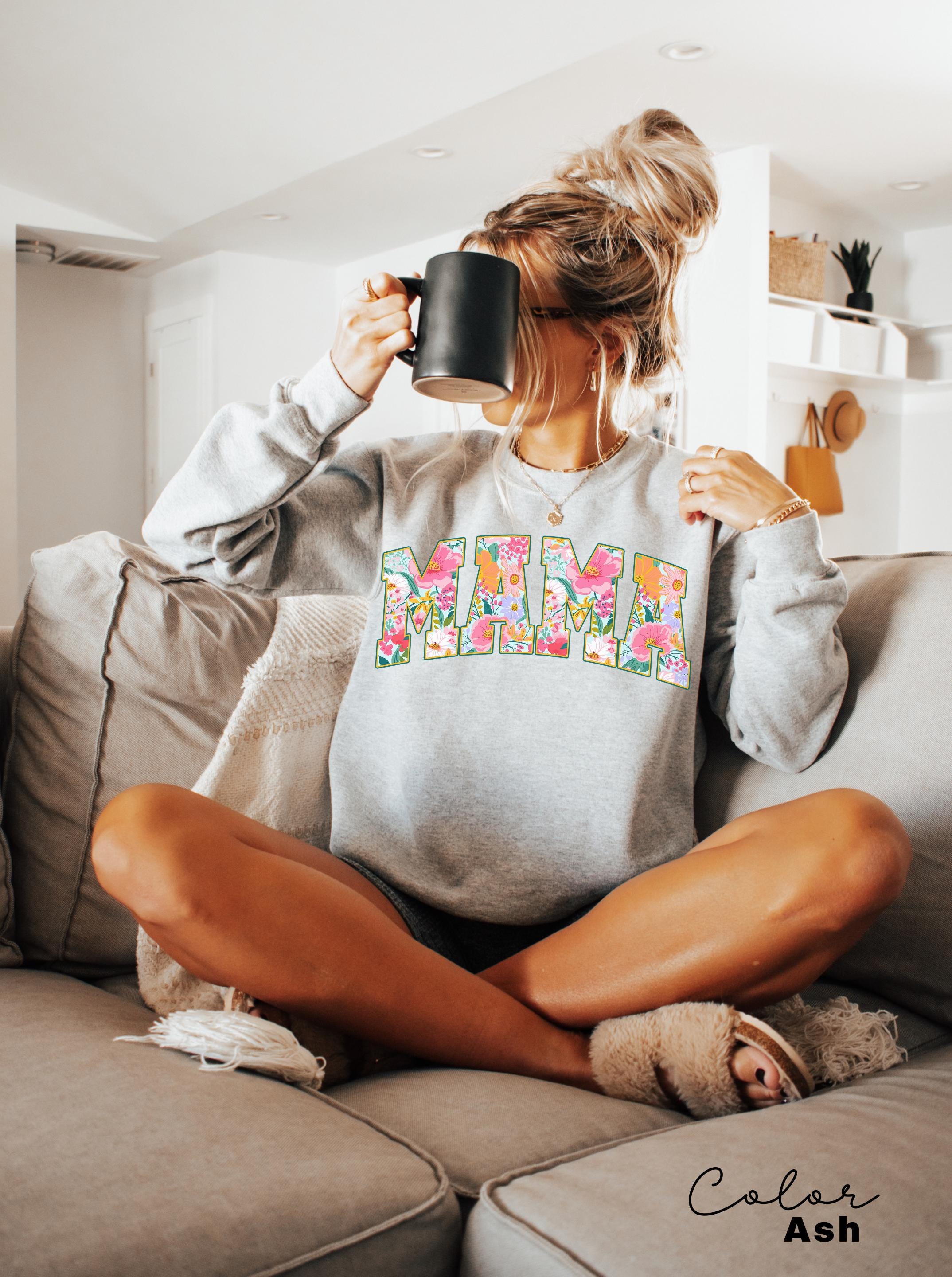 Mama Floral Flower Sweatshirt, Floral Mom Spring Crewneck