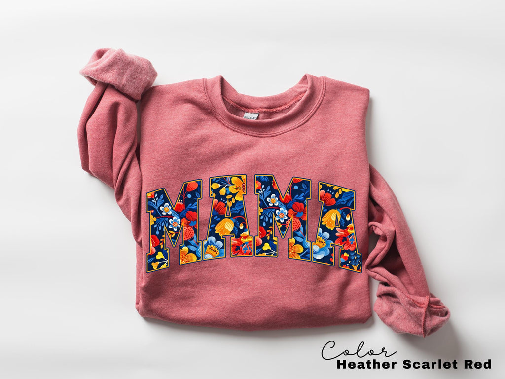 Mama Floral Flower Sweatshirt, Floral Mom Spring Crewneck Sweater