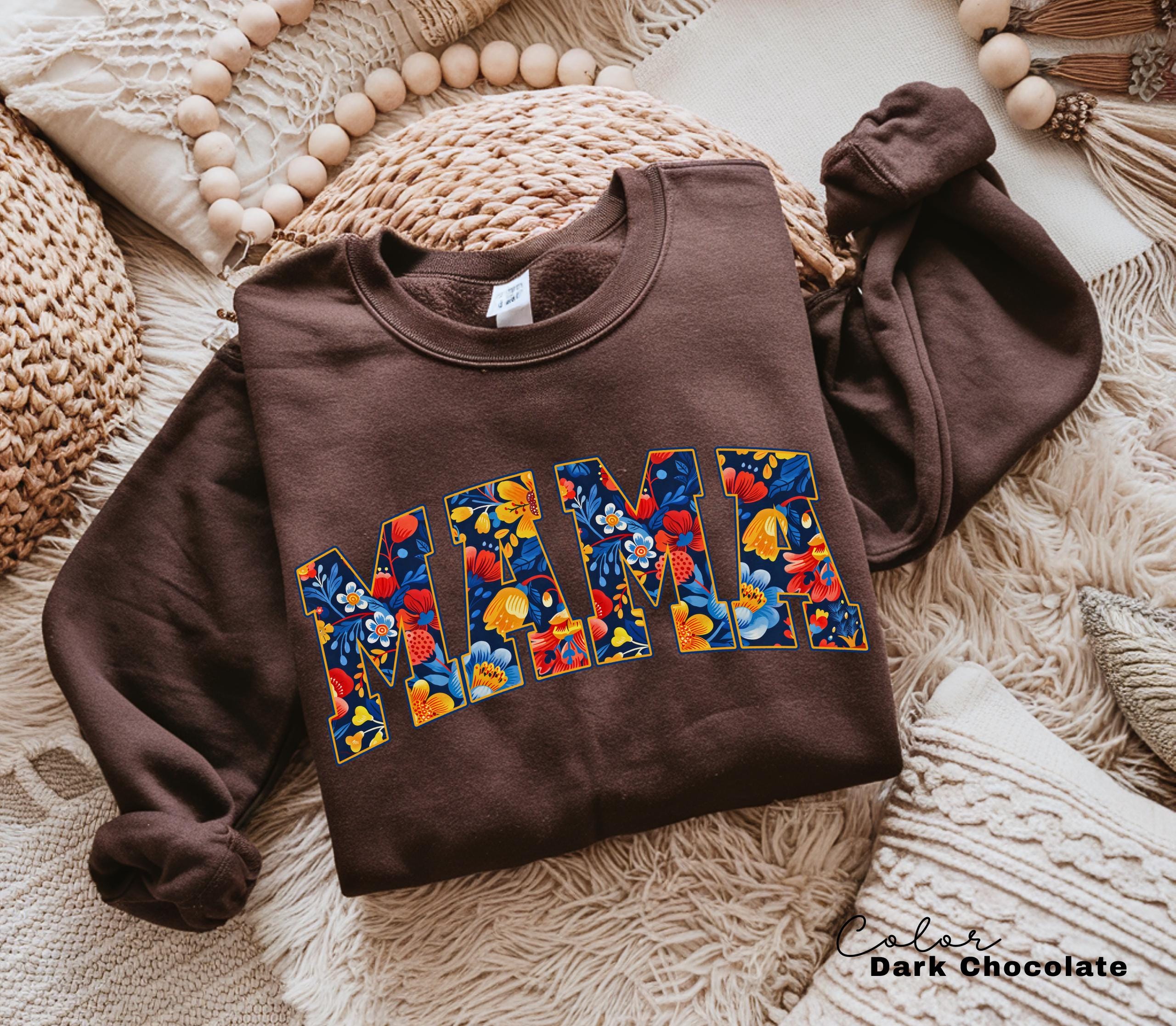 Mama Floral Flower Sweatshirt, Floral Mom Spring Crewneck Sweater
