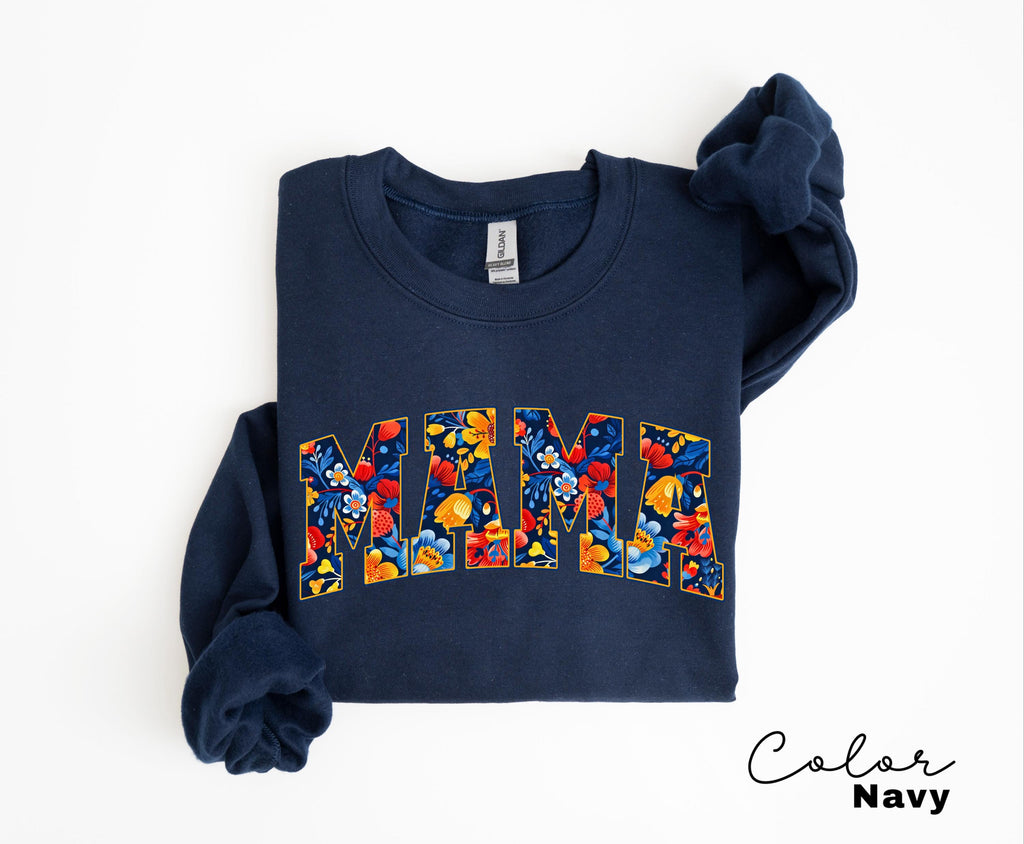 Mama Floral Flower Sweatshirt, Floral Mom Spring, Trendy Mom Sweatshirt, Women's Flower Mama, Spring Pregnancy Reveal Gift for New Mom