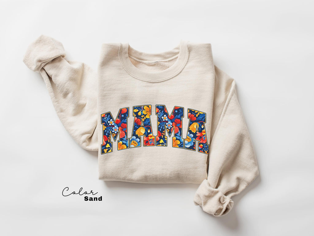 Mama Floral Flower Sweatshirt, Floral Mom Spring, Trendy Mom Sweatshirt, Women's Flower Mama, Spring Pregnancy Reveal Gift for New Mom