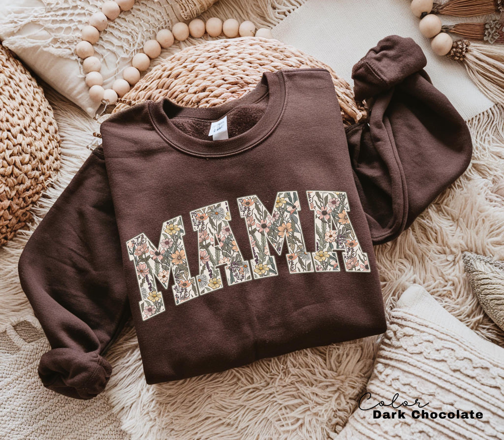 Mama Floral Flower Sweatshirt, Floral Mom Spring, Trendy Mom Sweatshirt, Women's Flower Mama, Spring Pregnancy Reveal Gift for New Mom