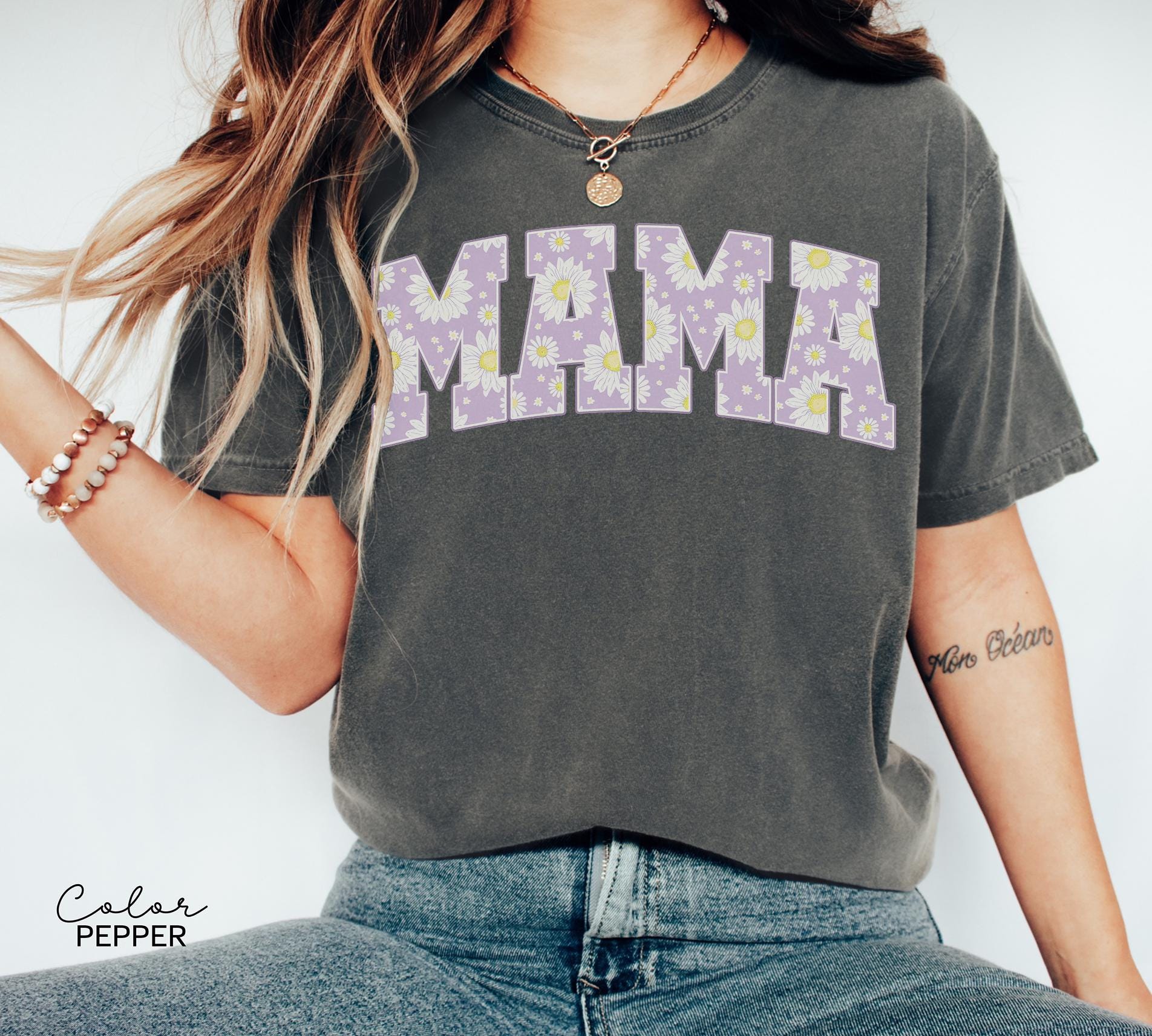 Mama Floral Flower Sweatshirt, Floral Mom Spring, Trendy Mom Sweatshirt, Women's Flower Mama, Spring Pregnancy Reveal Gift for New Mom