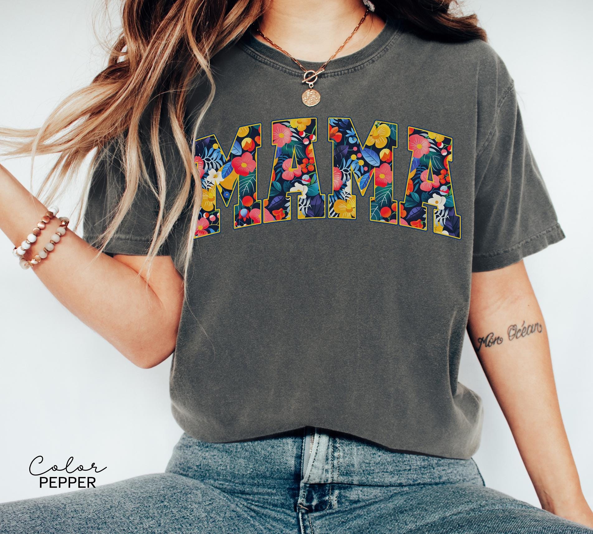 Mama Floral Flower Sweatshirt, Floral Mom Spring, Trendy Mom Sweatshirt, Women's Flower Mama, Spring Pregnancy Reveal Gift for New Mom