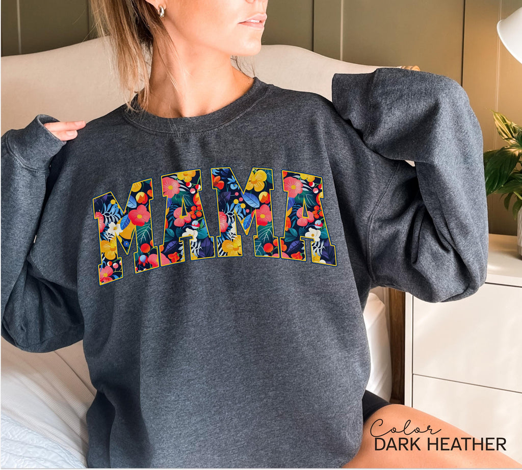 Mama Floral Flower Sweatshirt, Floral Mom Spring Crewneck
