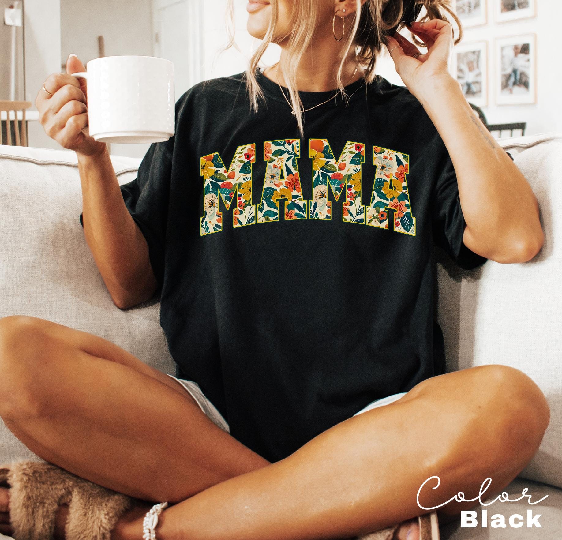 Mama Floral Flower Sweatshirt, Floral Mom Spring, Trendy Mom Sweatshirt, Women's Flower Mama, Spring Pregnancy Reveal Gift for New Mom
