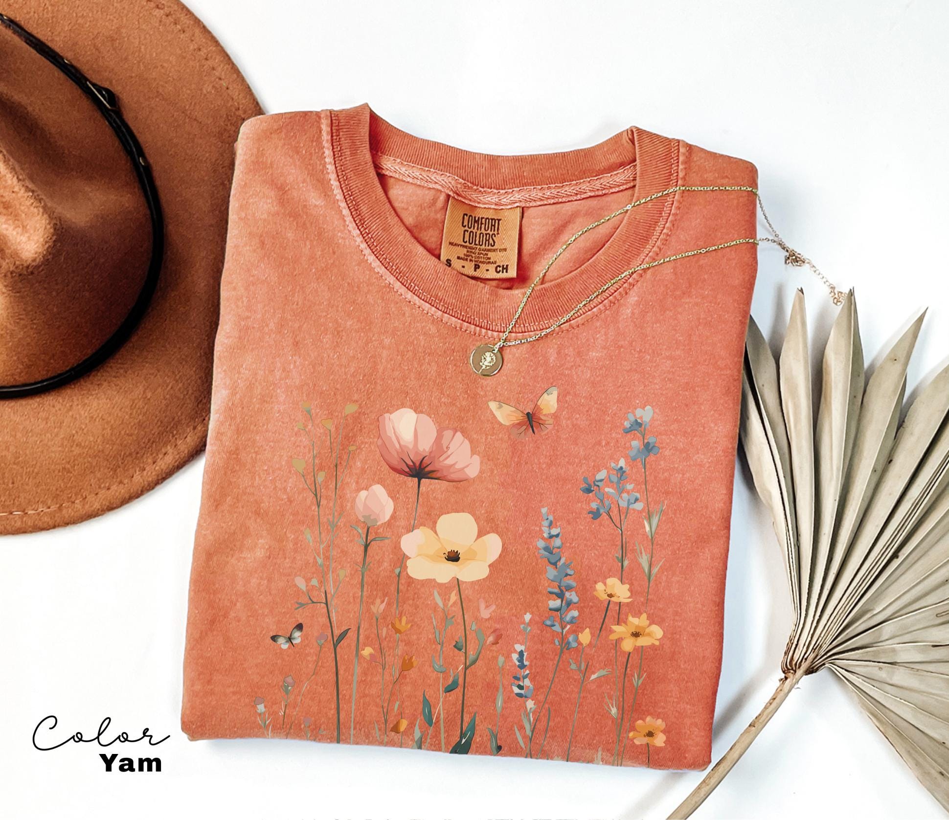 Wildflower Botanical Graphic Tee, Retro Cottagecore Comfort Colors® T-Shirt, Garden Flower Shirt