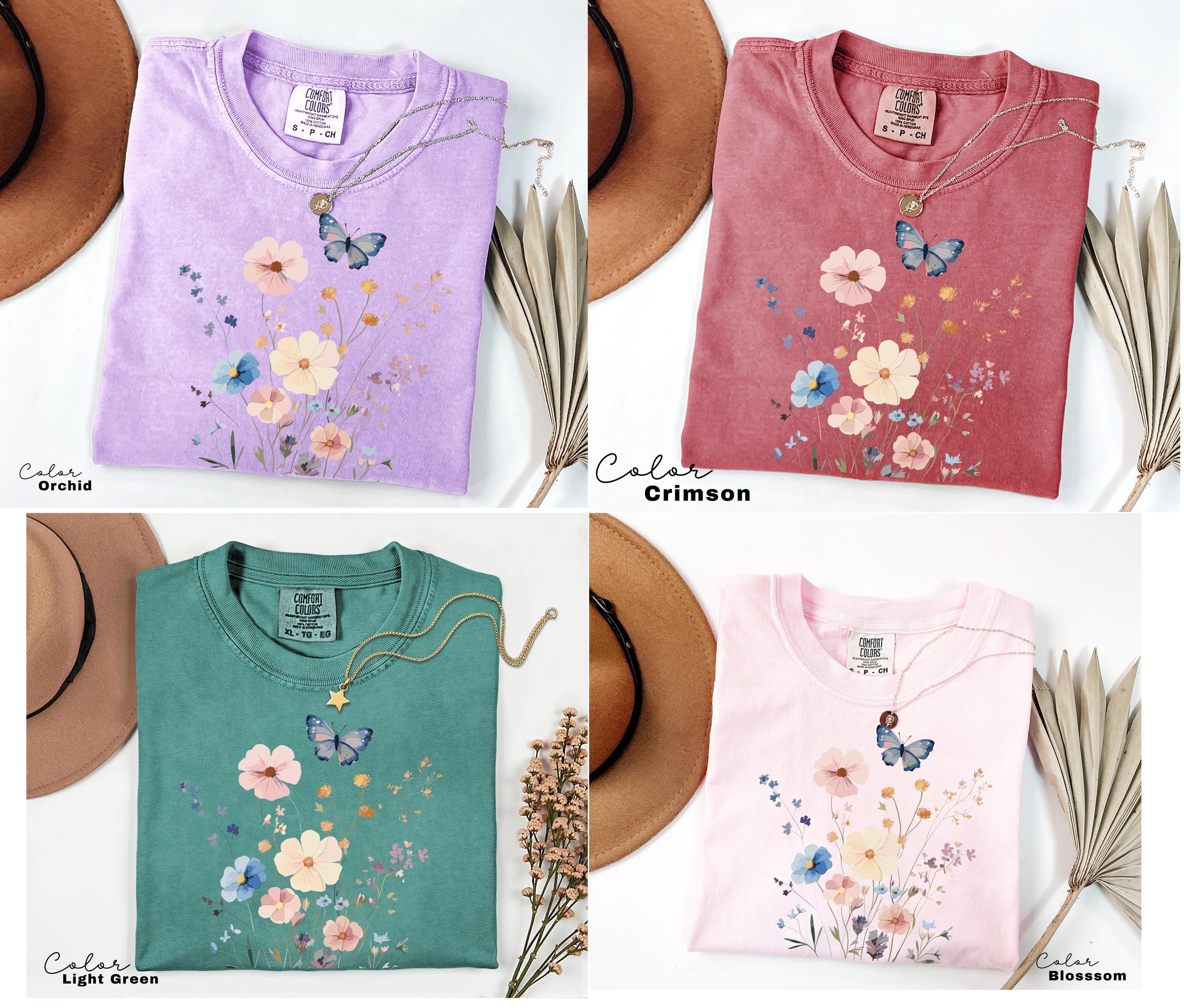 Pressed Wildflower Shirt, Nature Cottagecore Tee, Summer Spring Flowers Comfort Colors Shirt