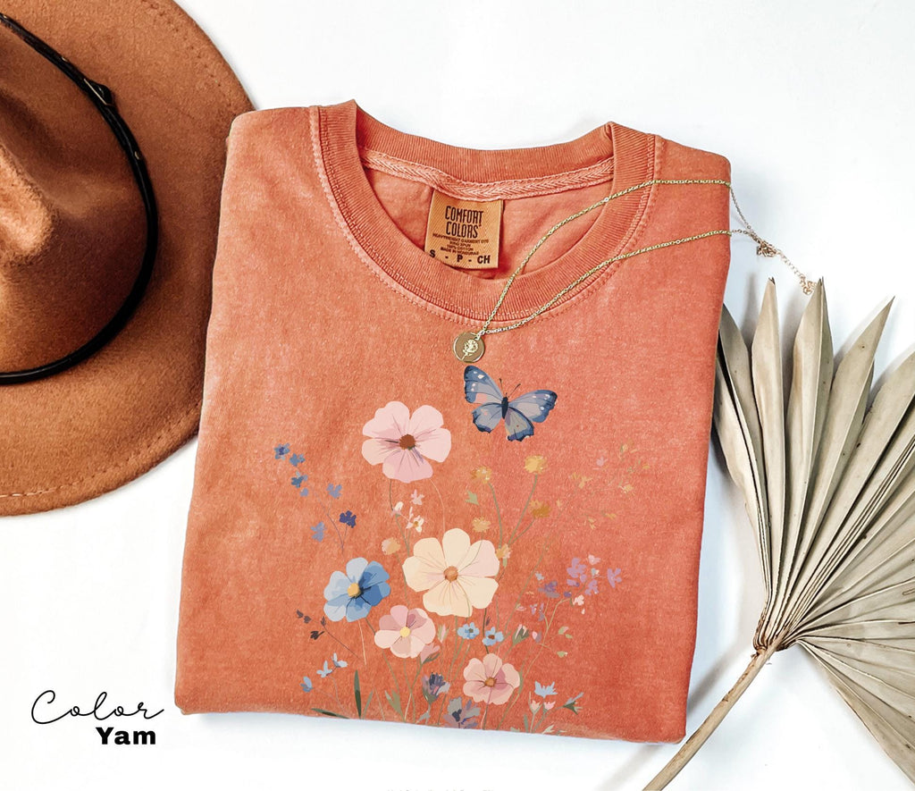 Pressed Wildflower Shirt, Nature Cottagecore Tee, Summer Spring Flowers Comfort Colors Shirt