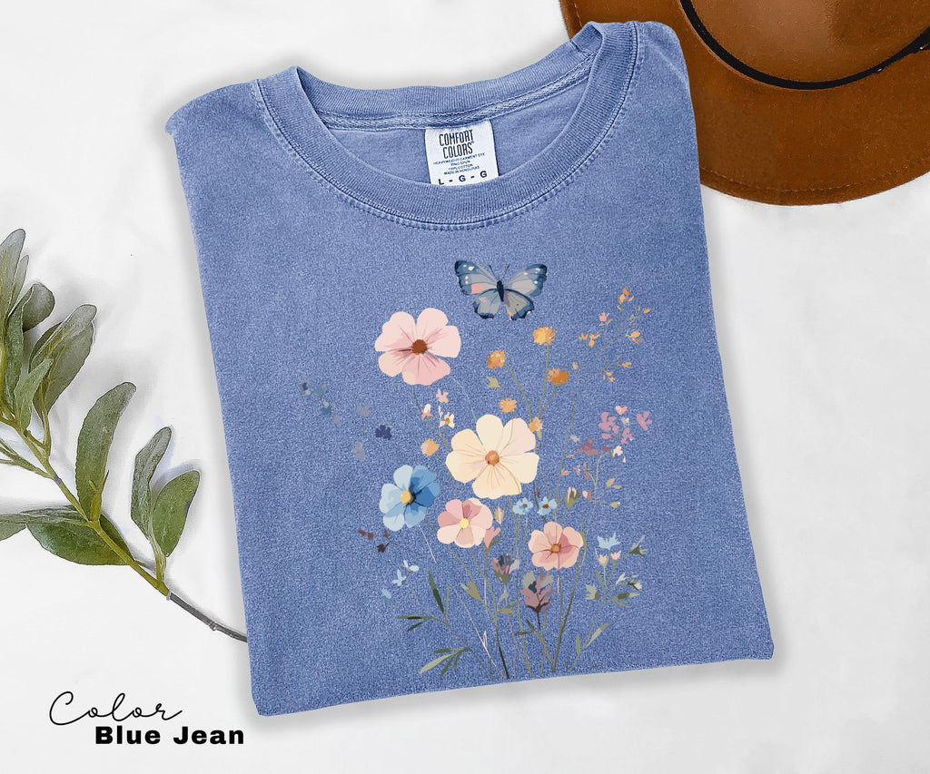 Pressed Wildflower Shirt, Nature Cottagecore Tee, Summer Spring Flowers Comfort Colors Shirt