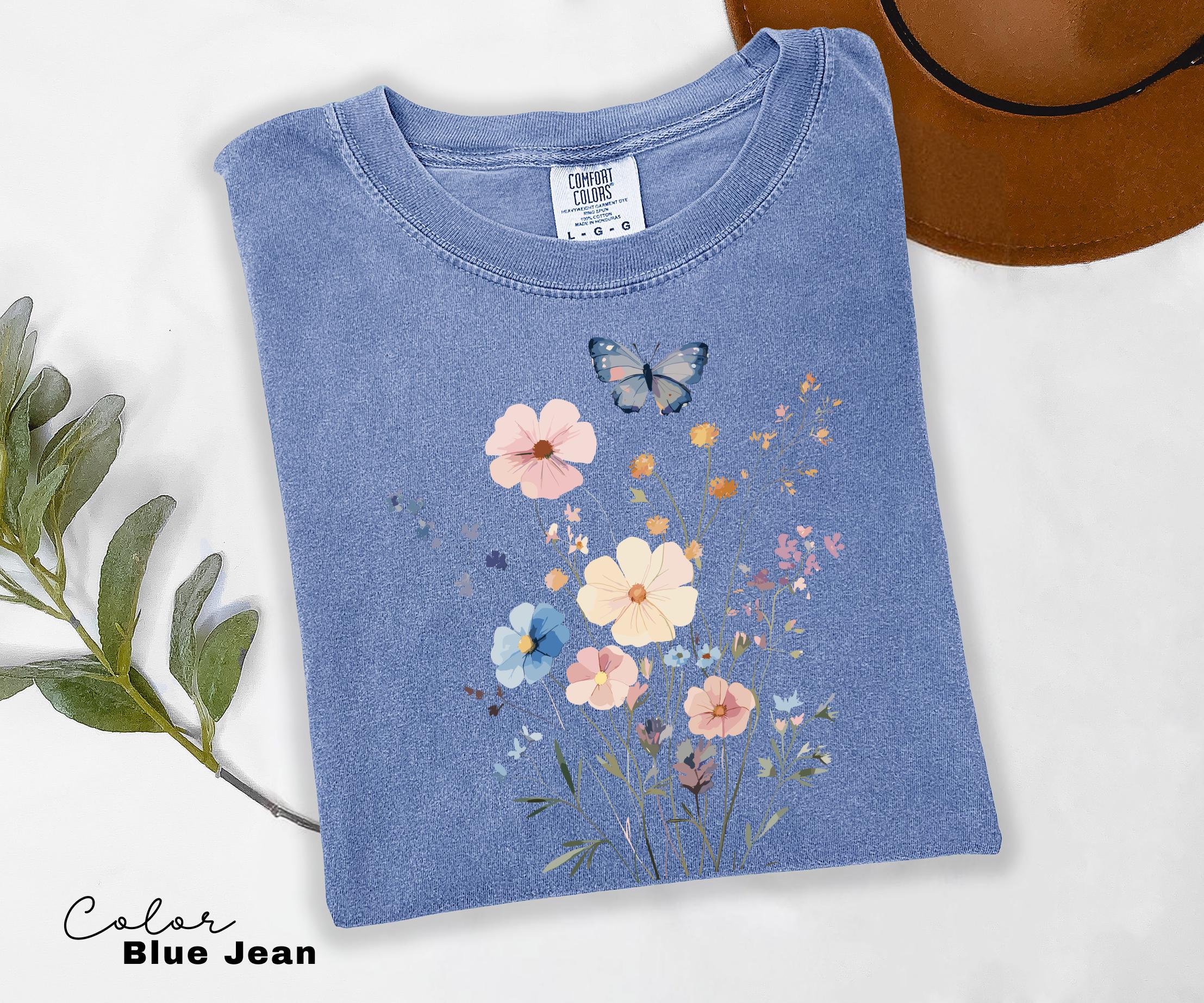 Pressed Wildflower Shirt, Nature Cottagecore Tee, Summer Spring Flowers Comfort Colors Shirt
