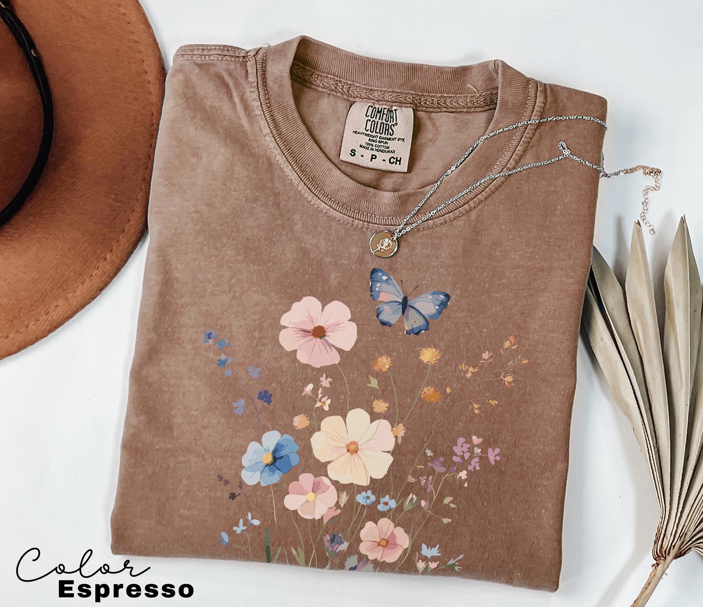 Pressed Wildflower Shirt, Nature Cottagecore Tee, Summer Spring Flowers Comfort Colors Shirt