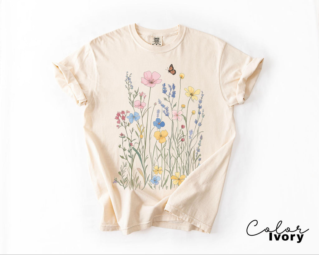Pressed Wildflower Shirt, Nature Cottagecore Tee, Summer Spring Flowers, Comfort Colors Shirt