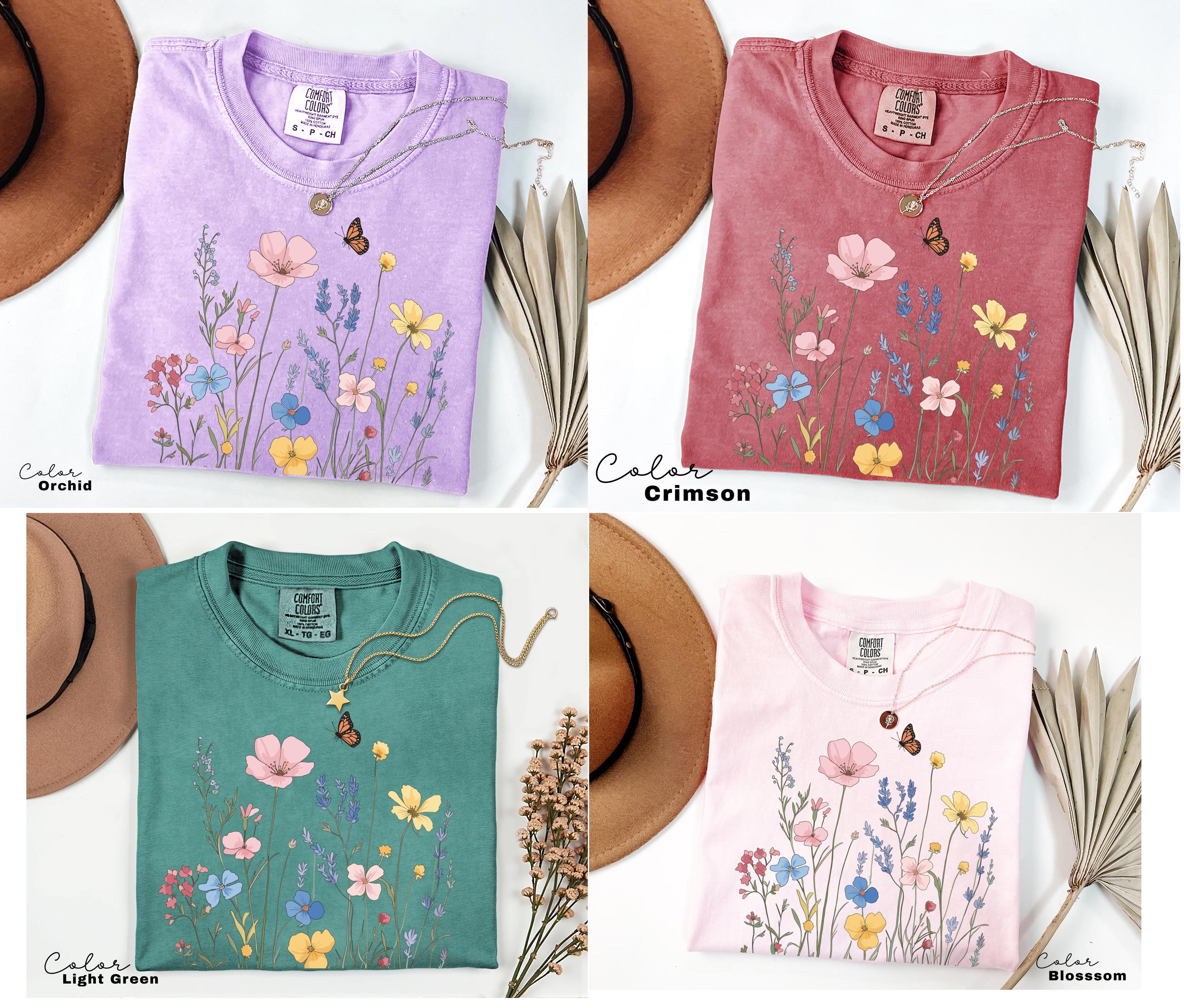 Pressed Wildflower Shirt, Nature Cottagecore Tee, Summer Spring Flowers, Comfort Colors Shirt